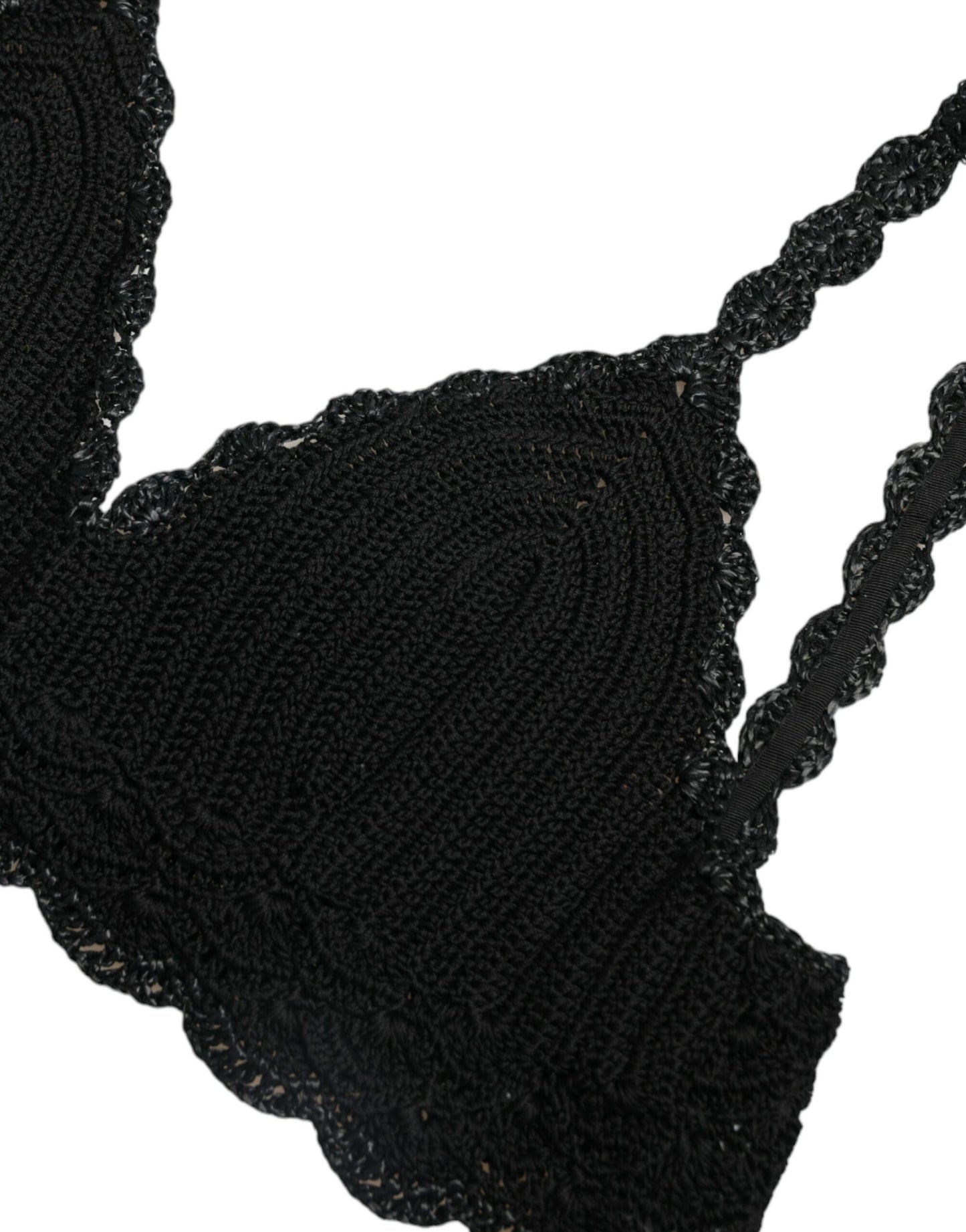 Black Cotton Bustier Cropped Crochet Tank Top-Dolce & Gabbana-LabelTerrace.com