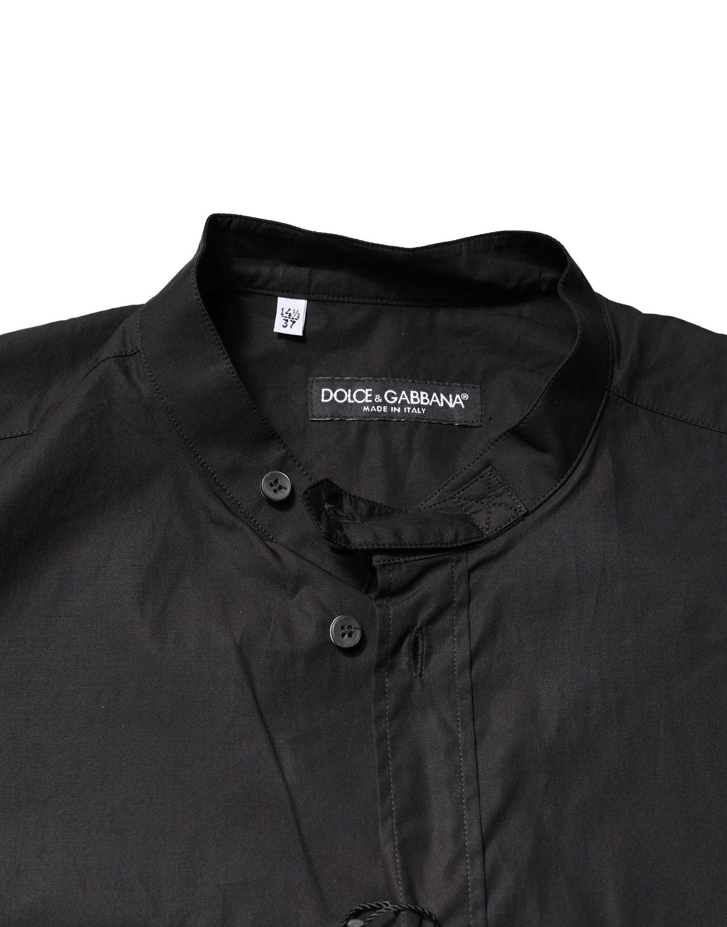 Black Cotton Button Down Men Casual Shirt-Dolce & Gabbana-LabelTerrace.com