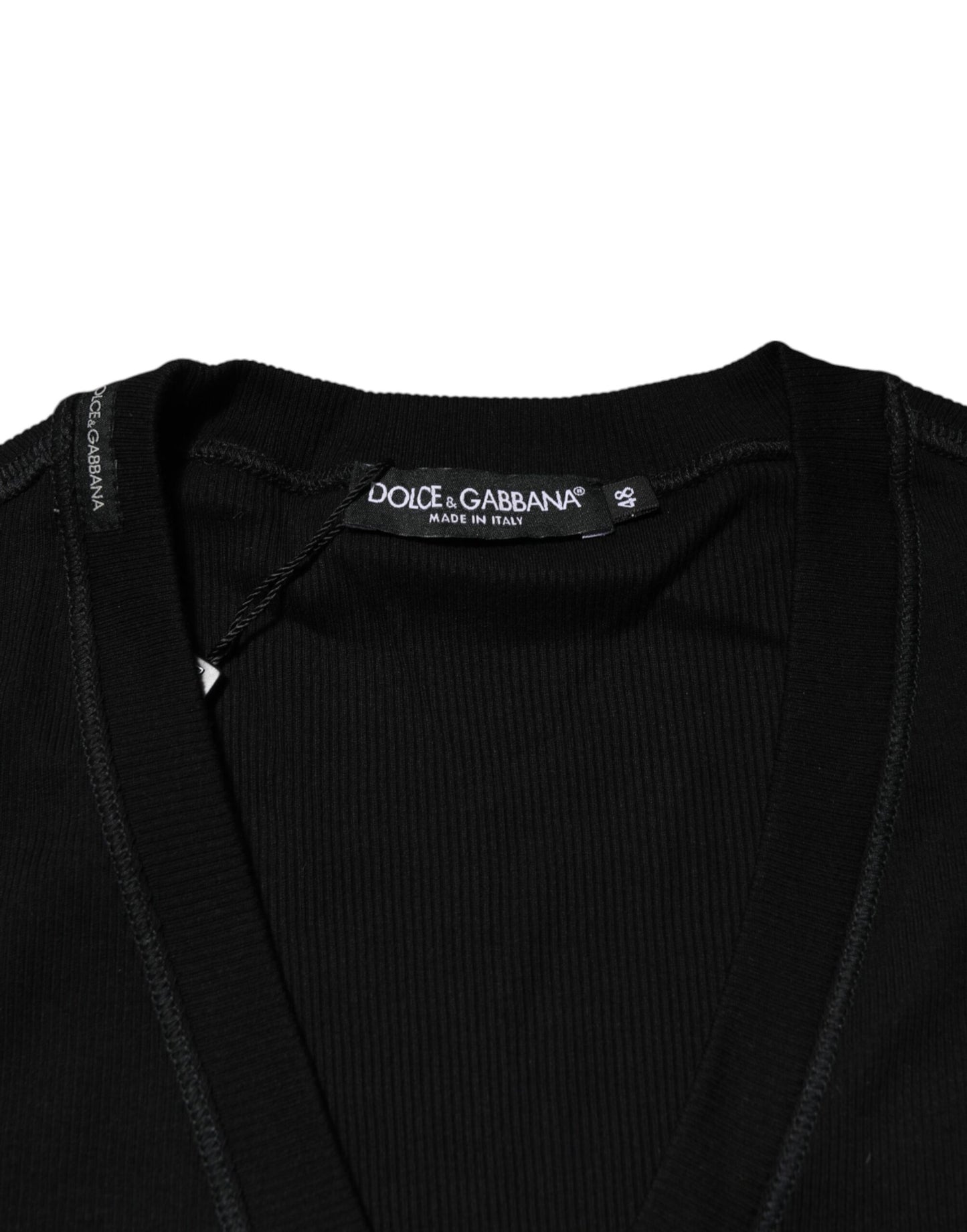 Black Cotton Button Up Men Cardigan Sweater-Dolce & Gabbana-LabelTerrace.com