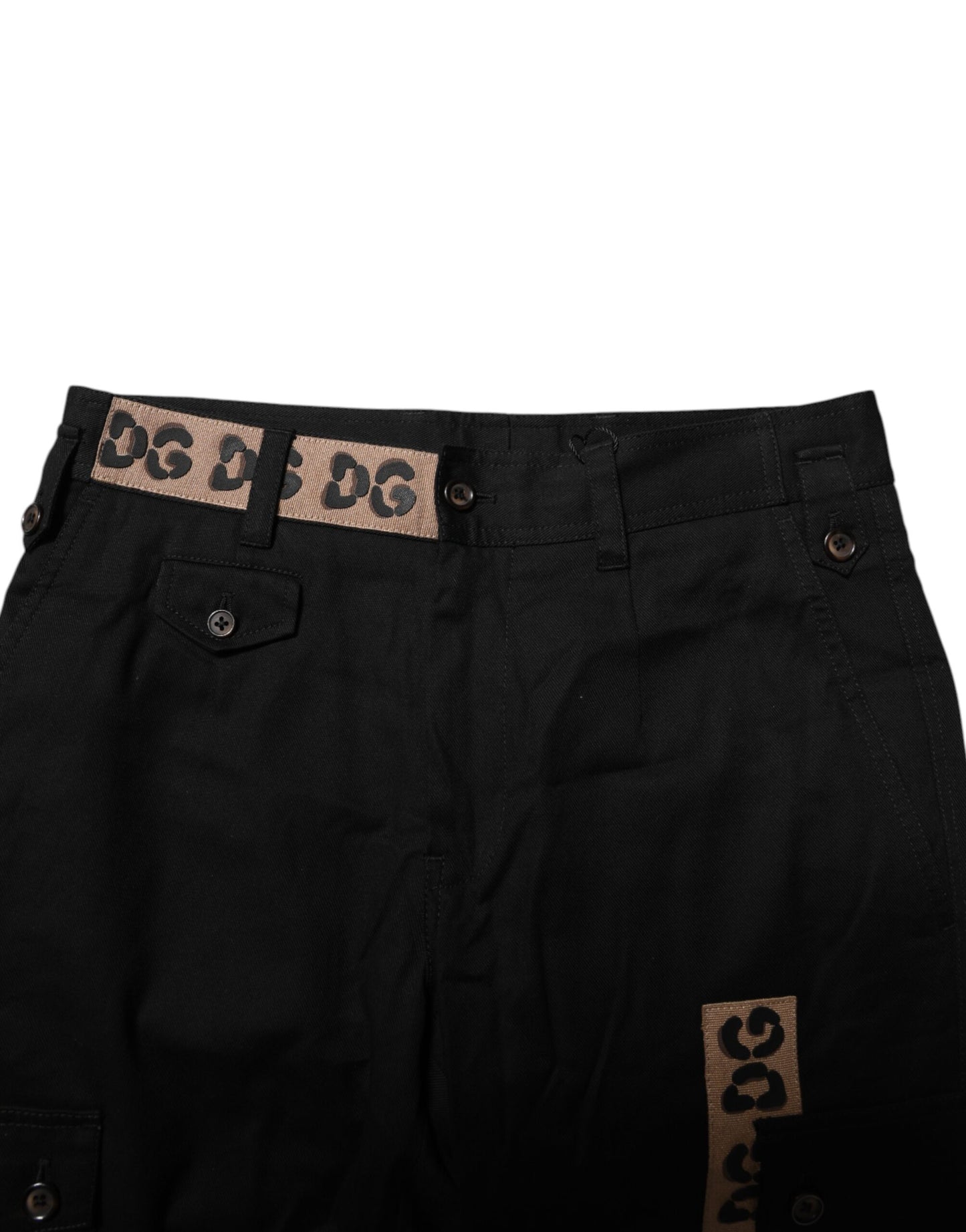 Black Cotton Cargo Casual Pants-Dolce & Gabbana-LabelTerrace.com