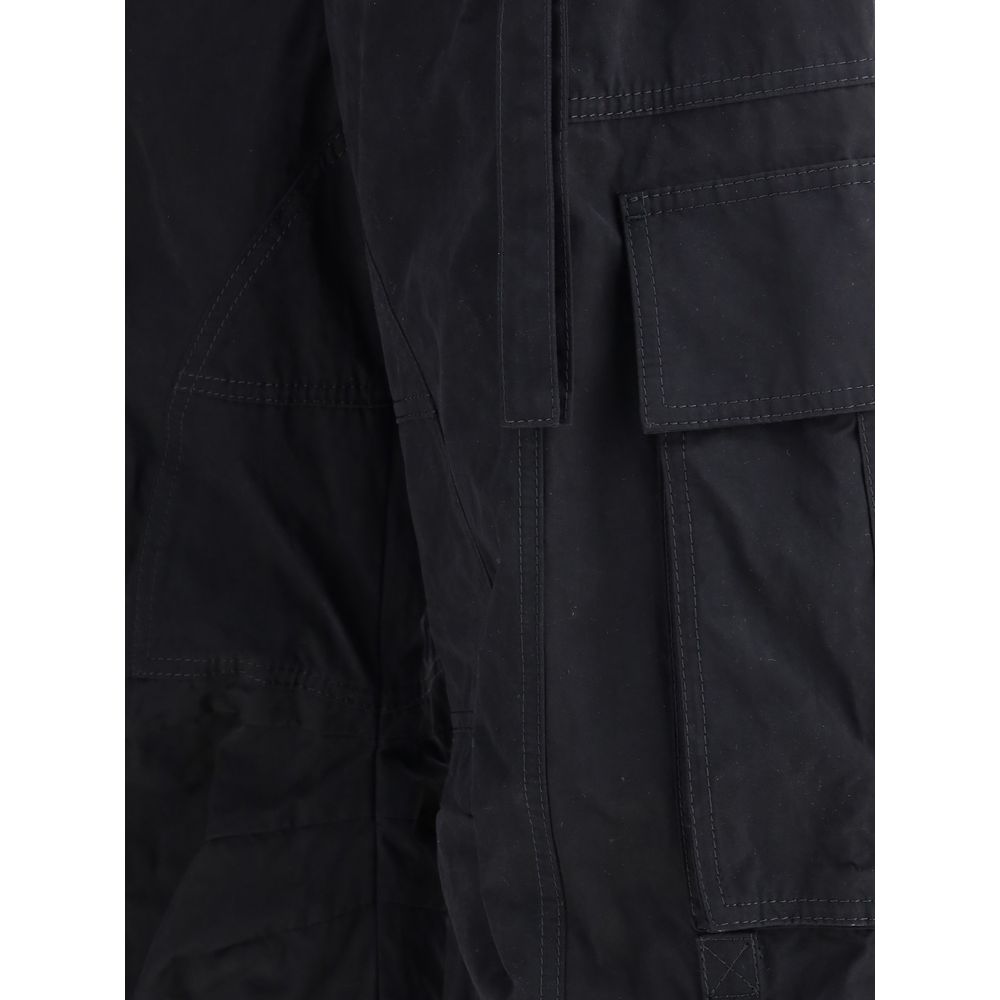 Black Cotton Cargo Pants