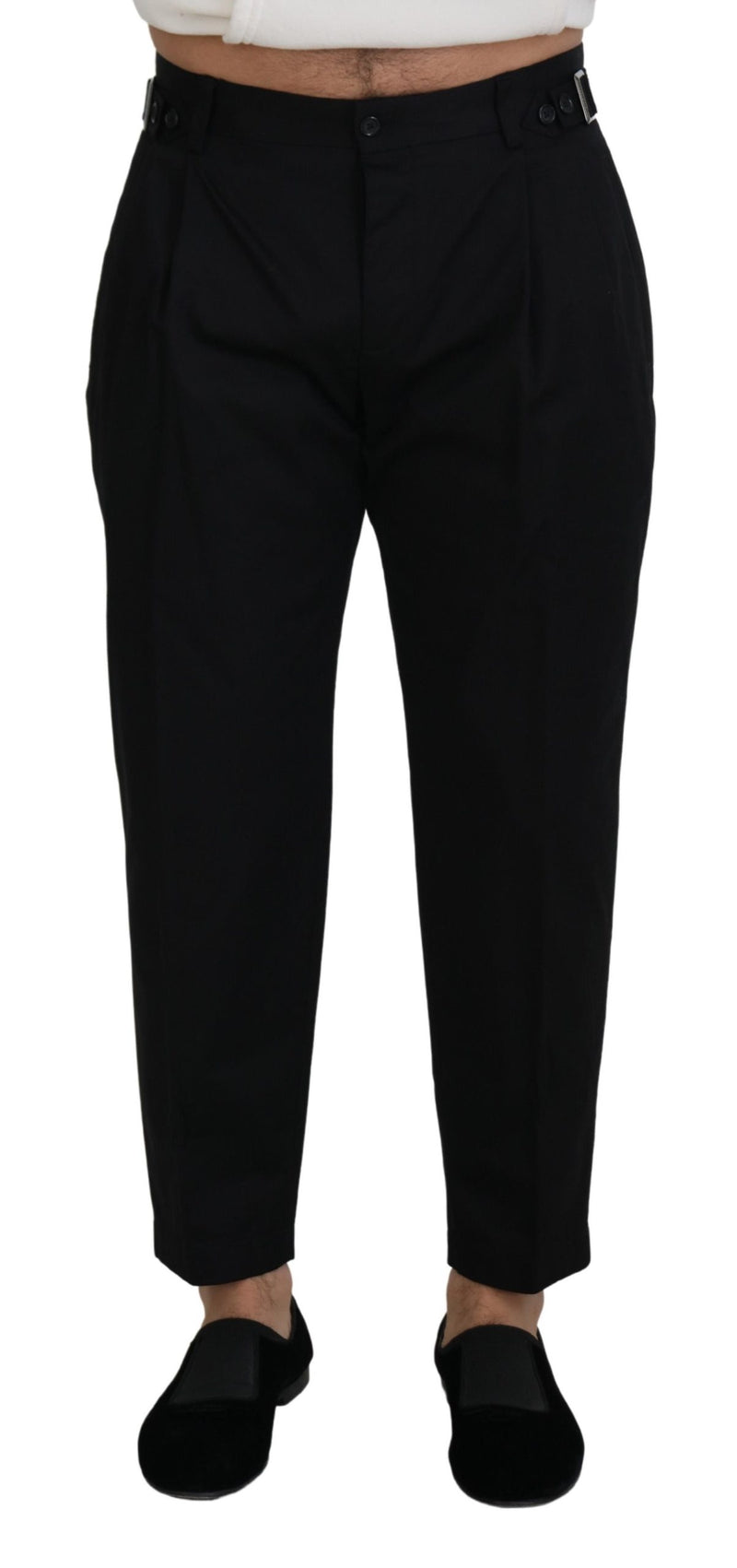 Black Cotton Chino Formal Pants-Dolce & Gabbana-LabelTerrace.com