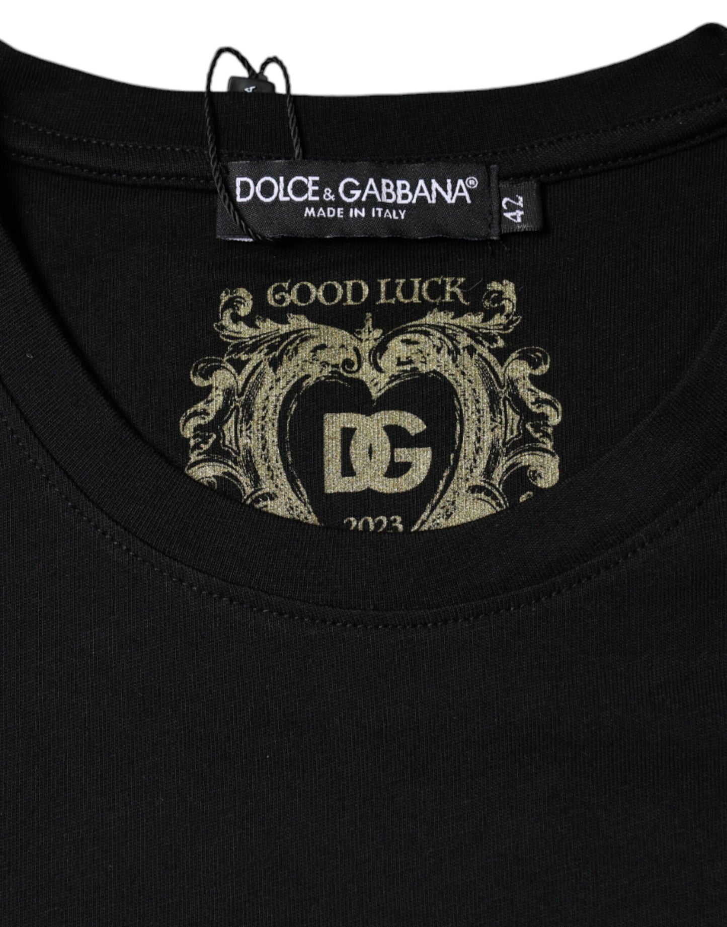 Black Cotton Crew Neck Short Sleeve T-shirt-Dolce & Gabbana-LabelTerrace.com