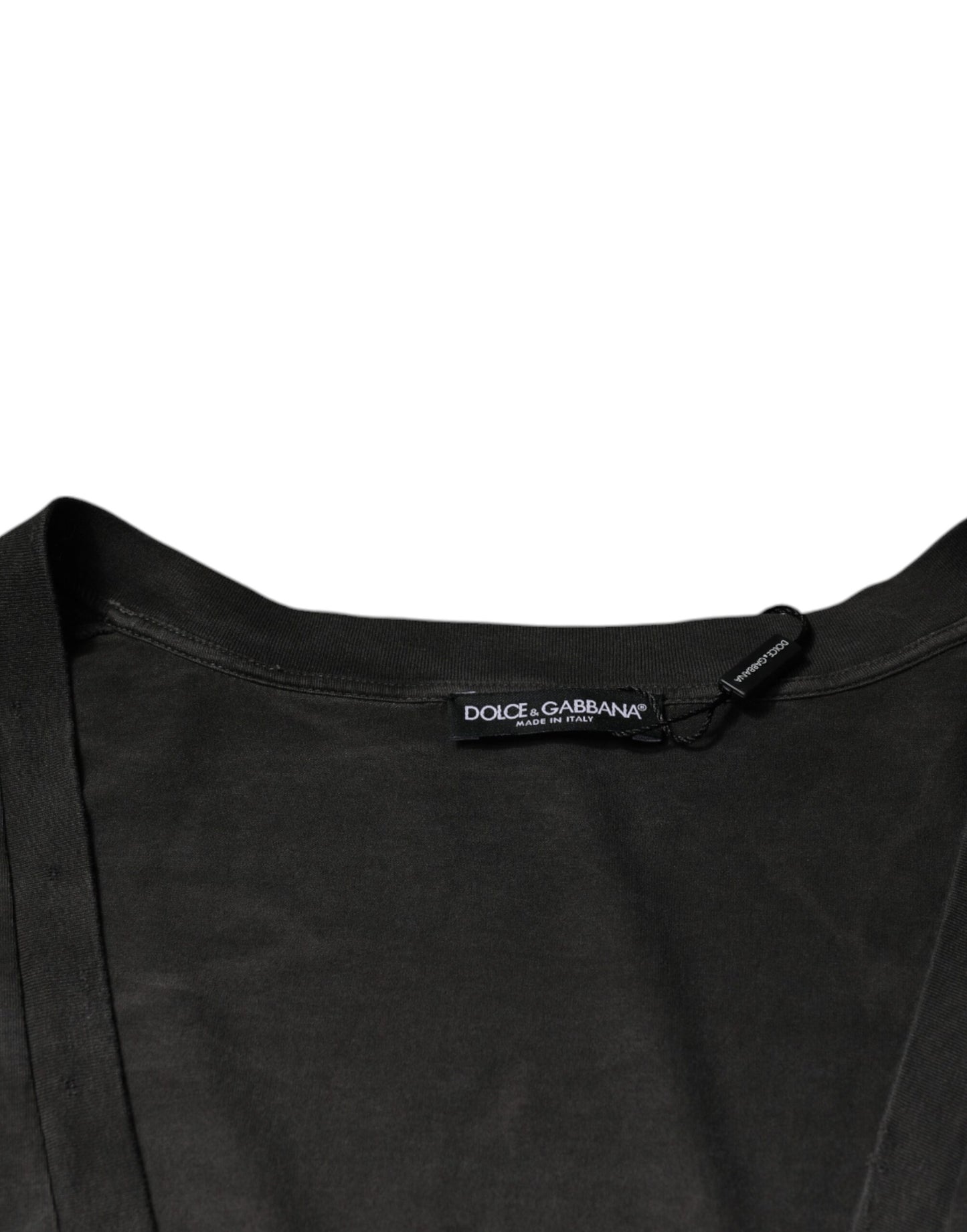 Black Cotton Crew Neck Short Sleeves T-shirt-Dolce & Gabbana-LabelTerrace.com