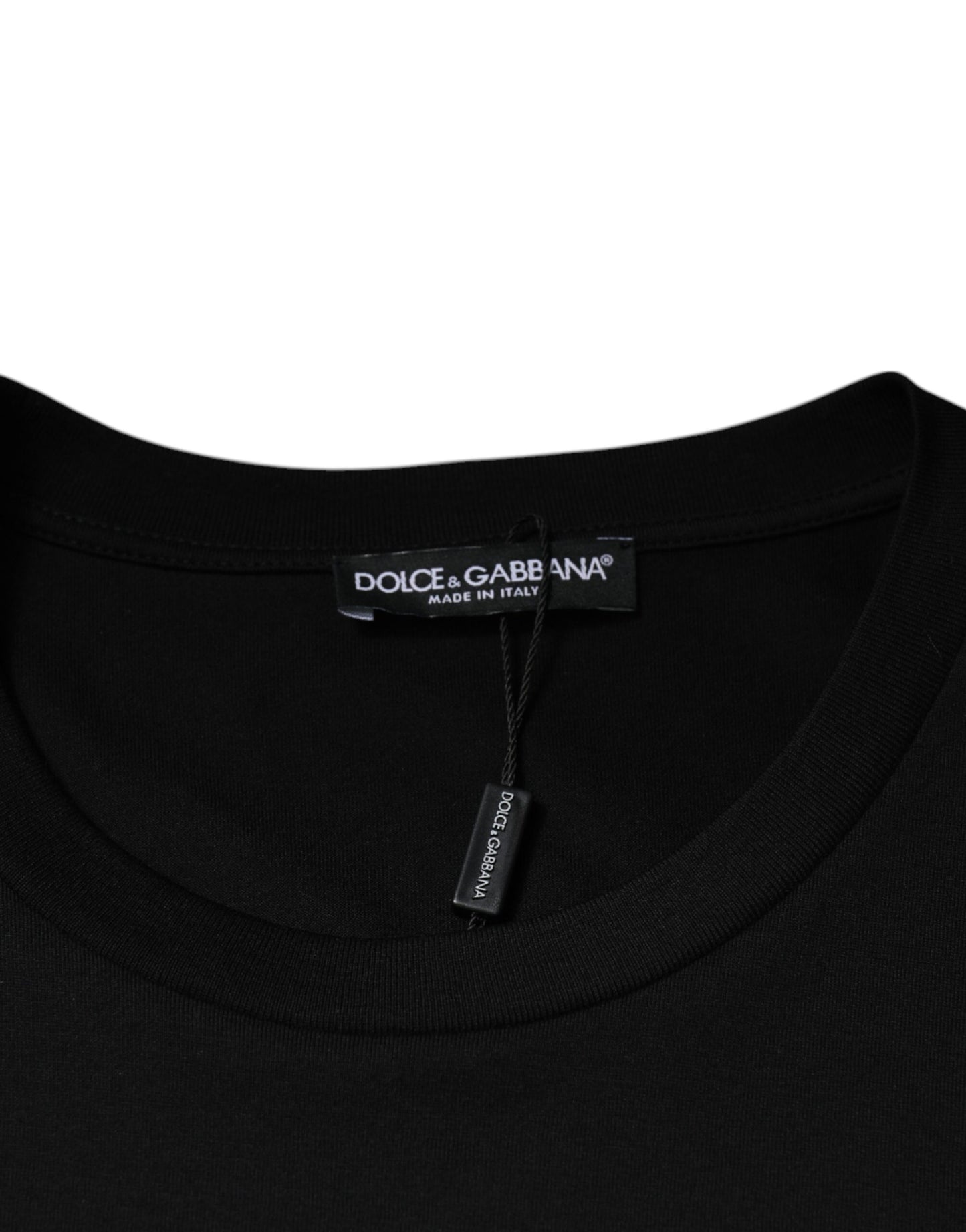 Black Cotton Crew Neck Short Sleeves T-shirt-Dolce & Gabbana-LabelTerrace.com