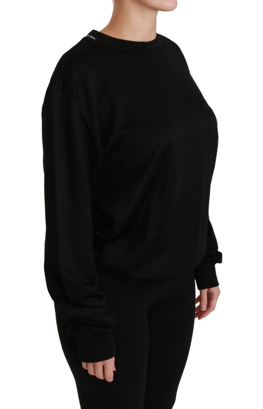 Black Cotton Crewneck Pullover Sweater-Dolce & Gabbana-LabelTerrace.com