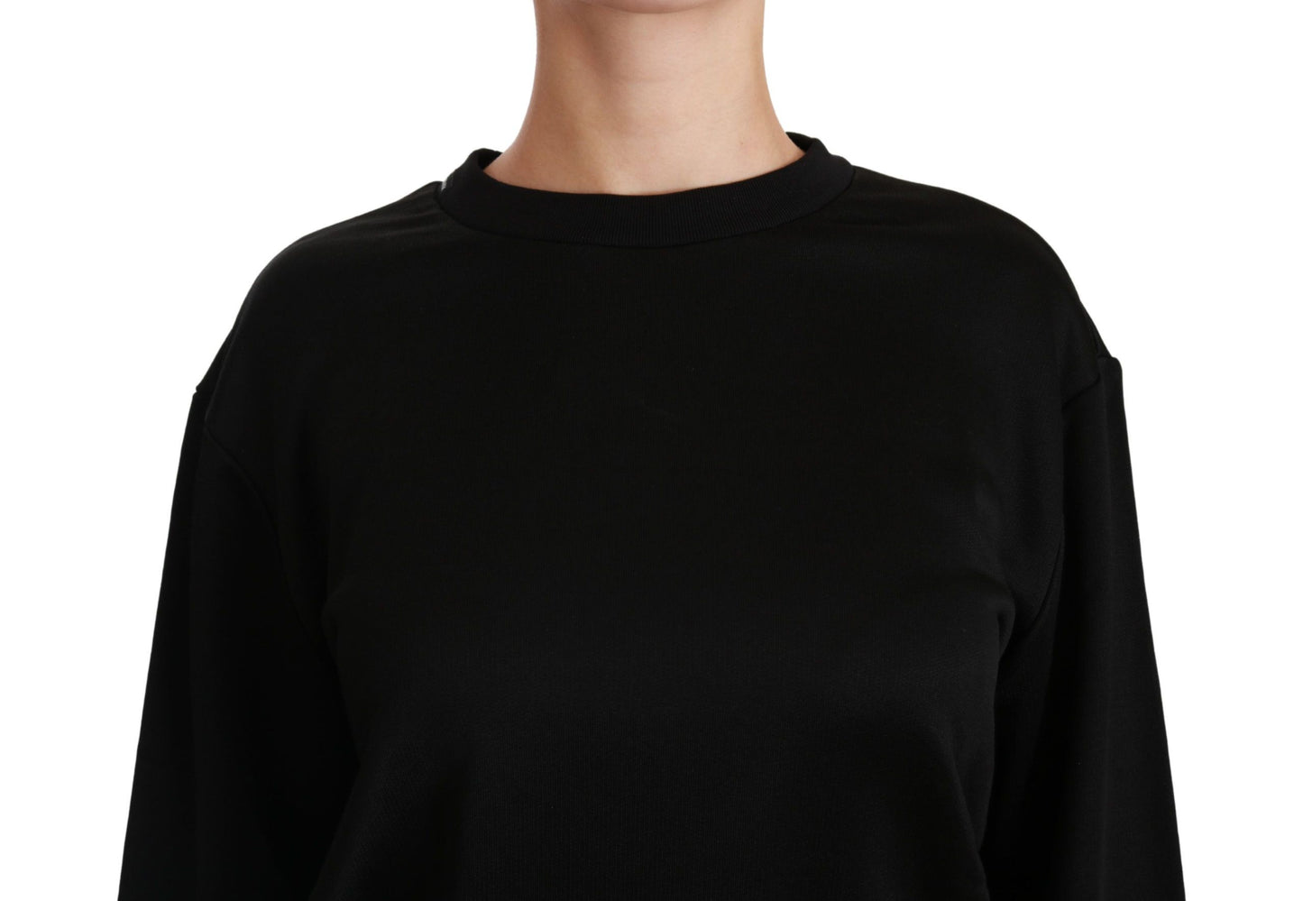 Black Cotton Crewneck Pullover Sweater-Dolce & Gabbana-LabelTerrace.com