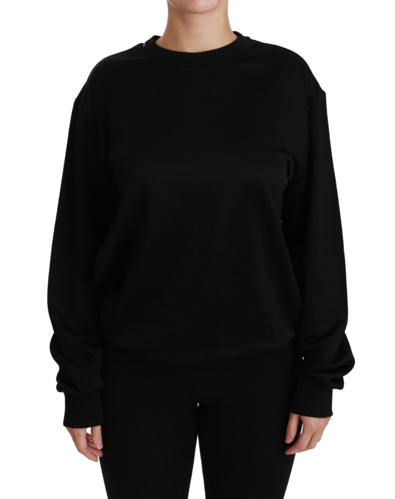 Black Cotton Crewneck Pullover Sweater-Dolce & Gabbana-LabelTerrace.com