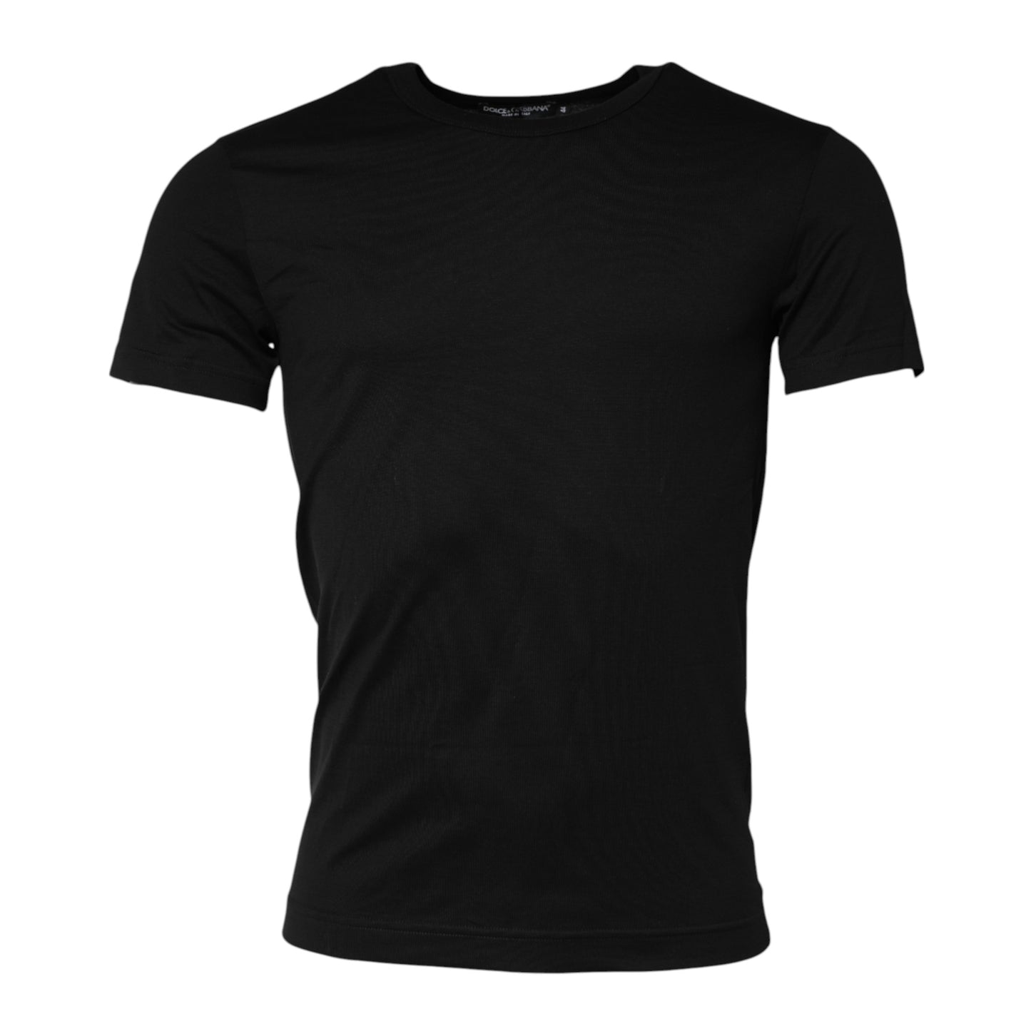 Black Cotton Crewneck Short Sleeves T-shirt-Dolce & Gabbana-LabelTerrace.com