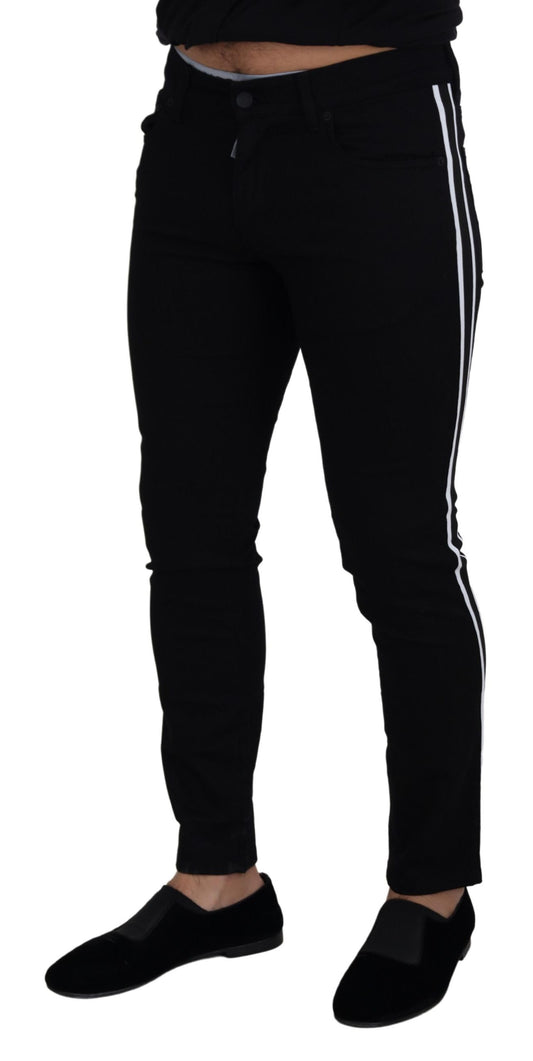 Black Cotton DG Crown Men Denim Jeans-Dolce & Gabbana-LabelTerrace.com