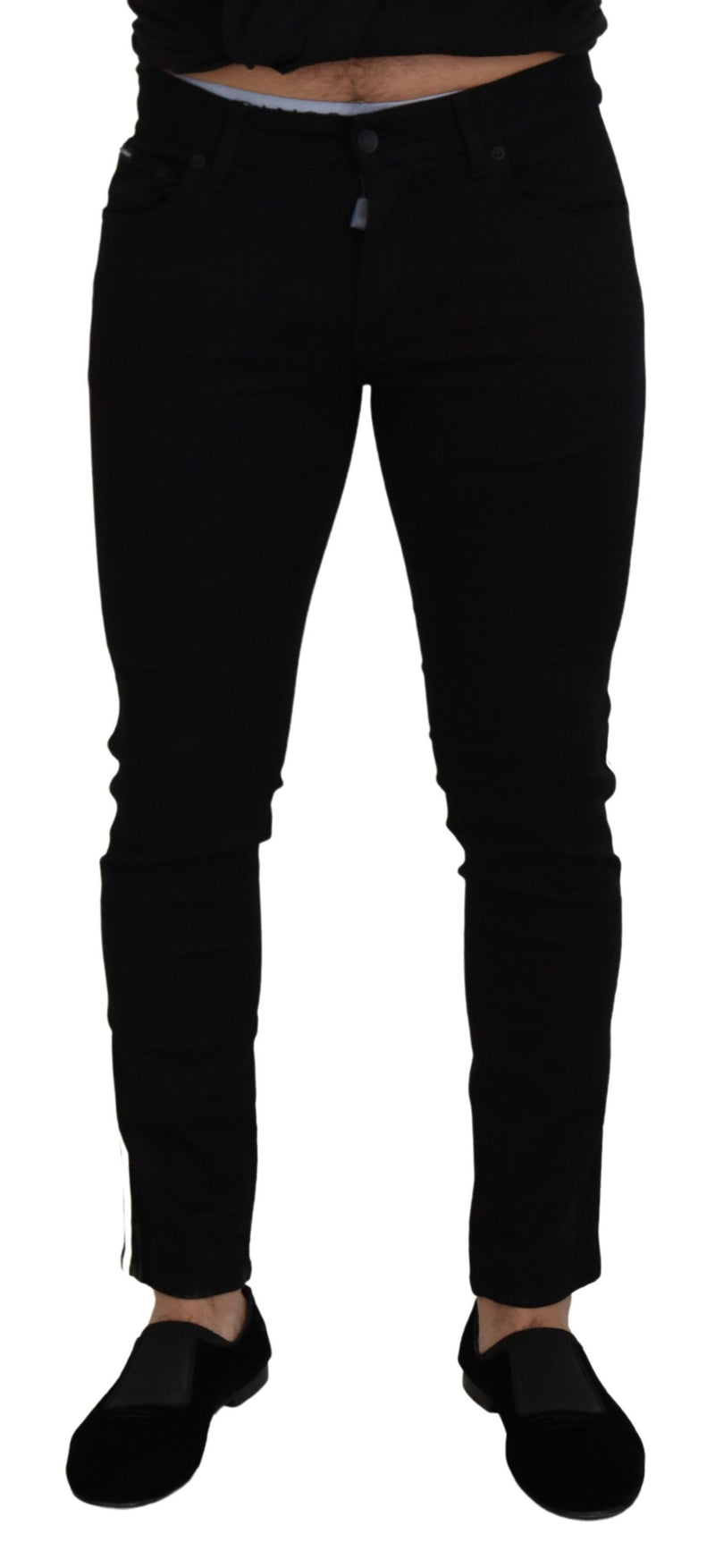 Black Cotton DG Crown Men Denim Jeans-Dolce & Gabbana-LabelTerrace.com