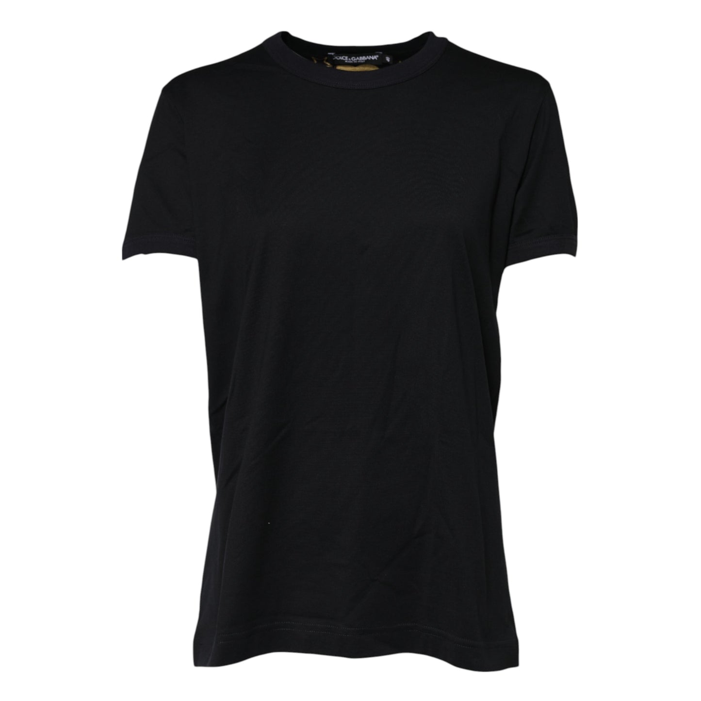 Black Cotton DG Print Short Sleeve Top T-shirt-Dolce & Gabbana-LabelTerrace.com