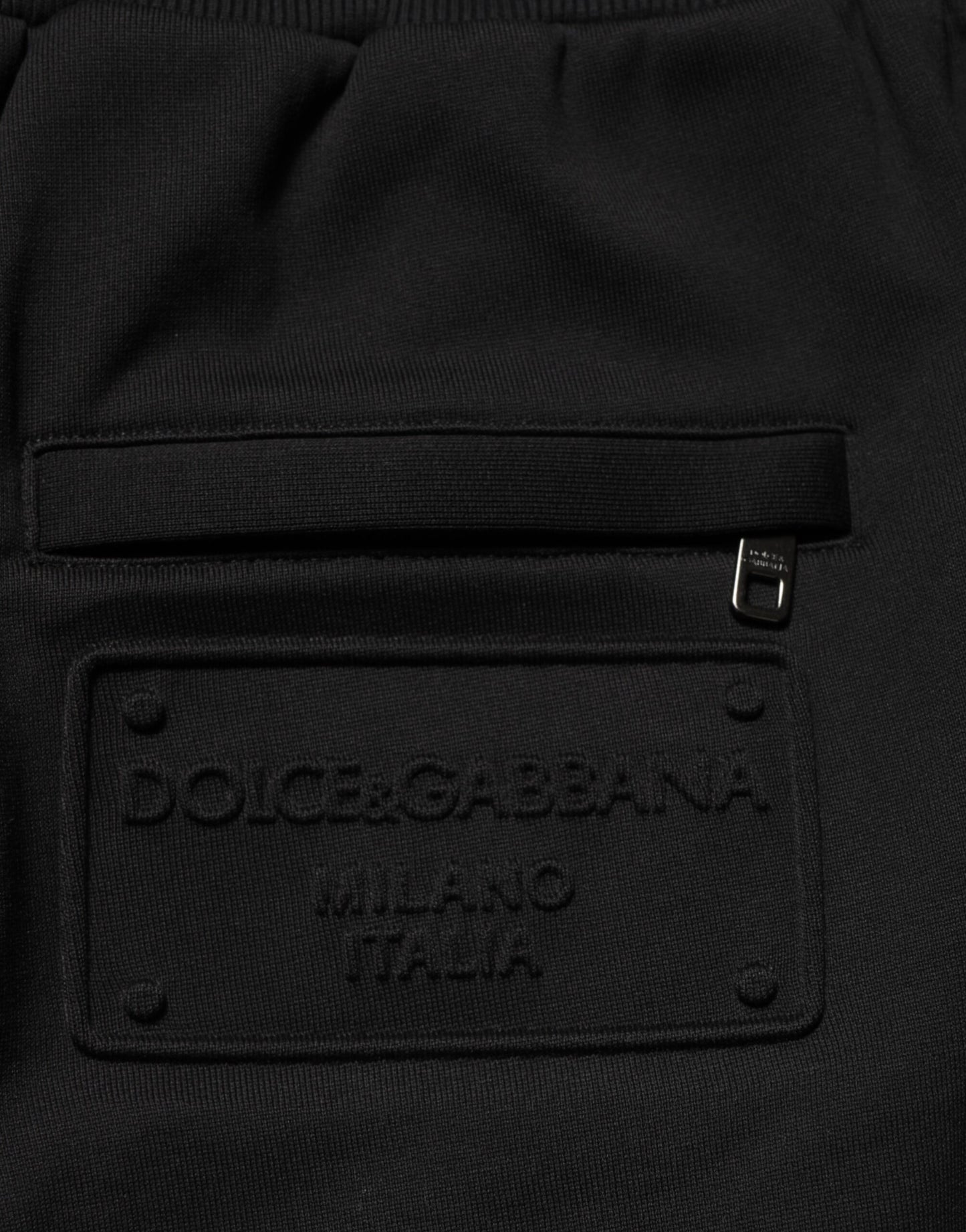Black Cotton Drawstring Logo Sweatpants Pants-Dolce & Gabbana-LabelTerrace.com