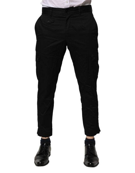 Black Cotton Dress Slim Formal Pants-Dolce & Gabbana-LabelTerrace.com