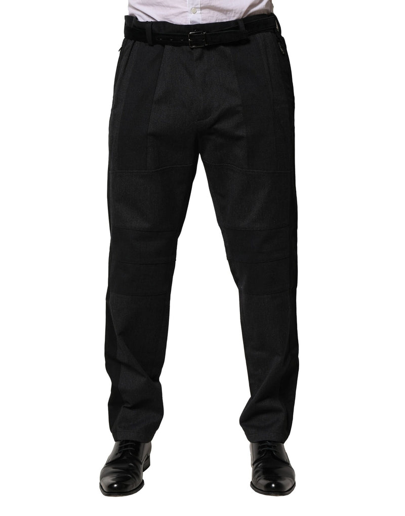 Black Cotton Dress Slim Formal Pants-Dolce & Gabbana-LabelTerrace.com