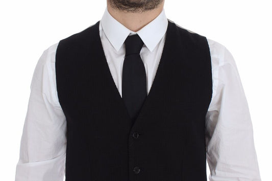 Black Cotton Dress Vest Blazer Jacket-Dolce & Gabbana-LabelTerrace.com