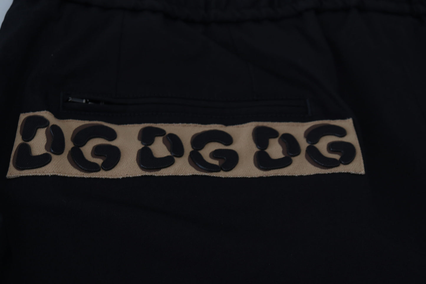 Black Cotton Elastic Waist DG Logo Cropped Pants-Dolce & Gabbana-LabelTerrace.com