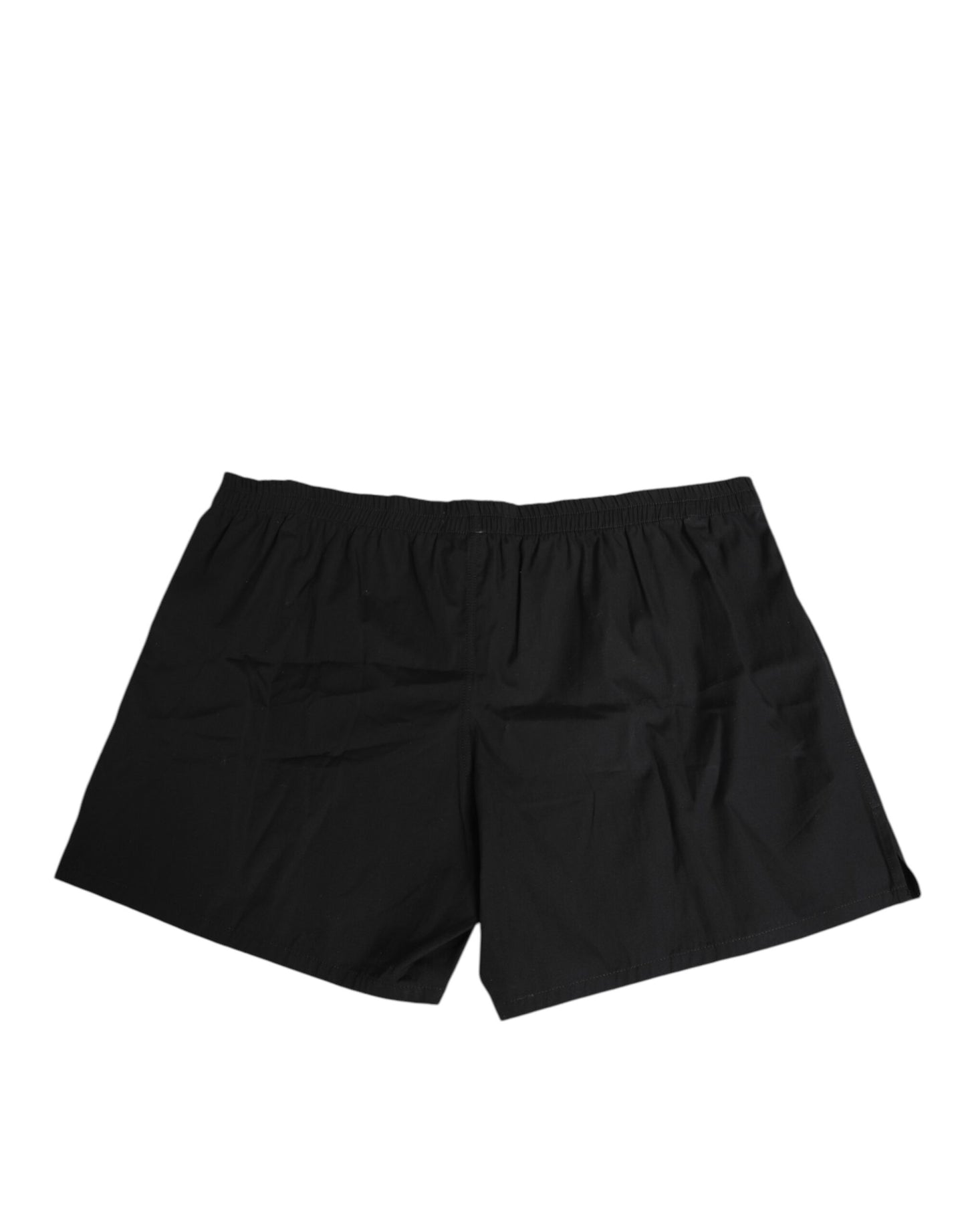 Black Cotton Elastic Waistband Button Swimwear-Dolce & Gabbana-LabelTerrace.com