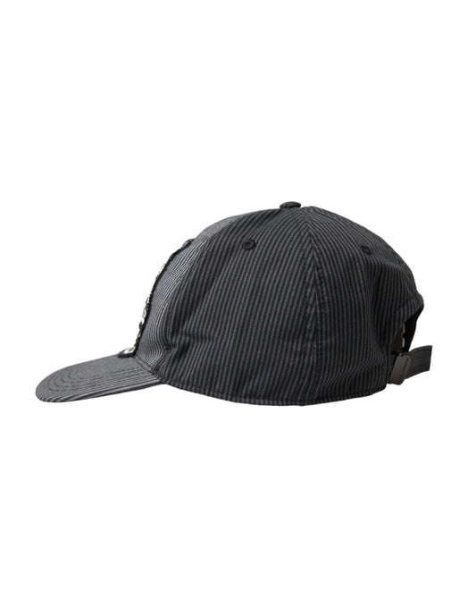Black Cotton Embellished Baseball Hat Men-Dolce & Gabbana-LabelTerrace.com
