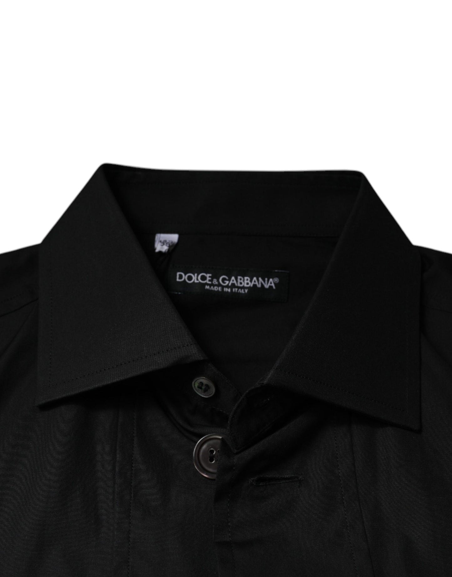Black Cotton Formal Long Sleeves Dress Shirt-Dolce & Gabbana-LabelTerrace.com