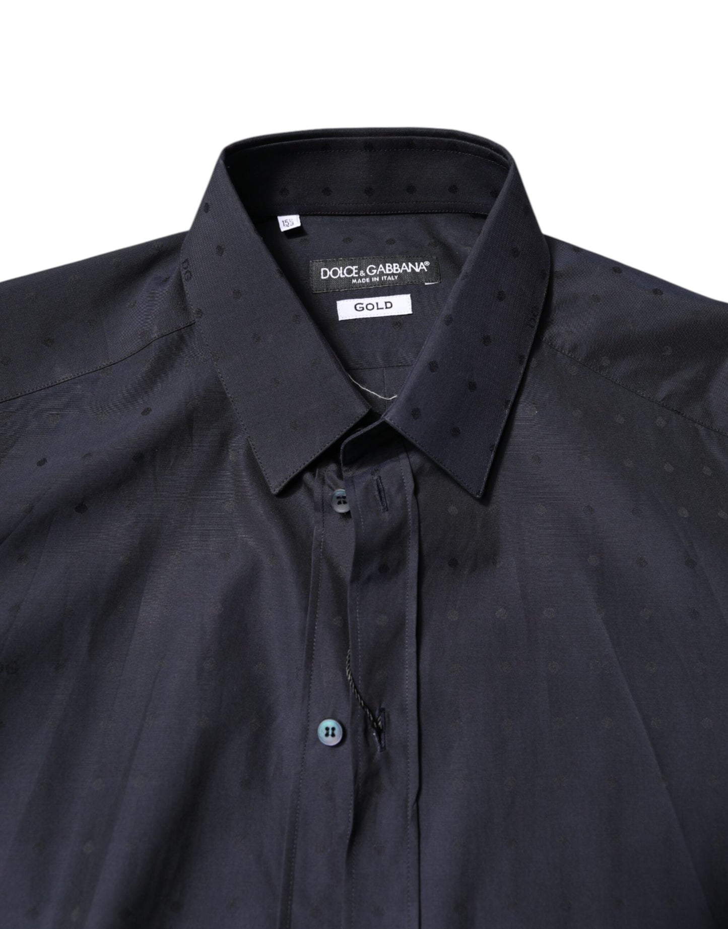 Black Cotton GOLD Men Dress Formal Shirt-Dolce & Gabbana-LabelTerrace.com