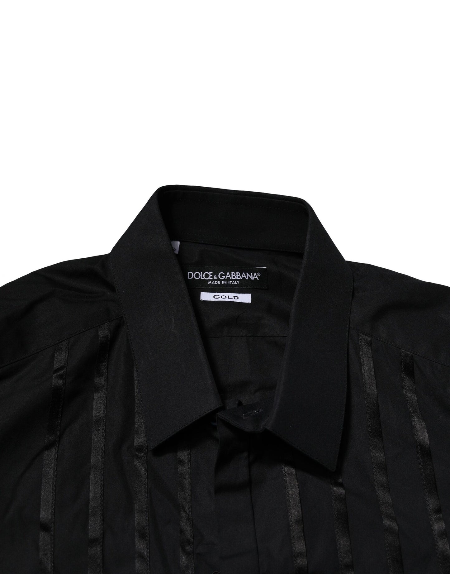 Black Cotton GOLD Mens Dress Formal Shirt-Dolce & Gabbana-LabelTerrace.com