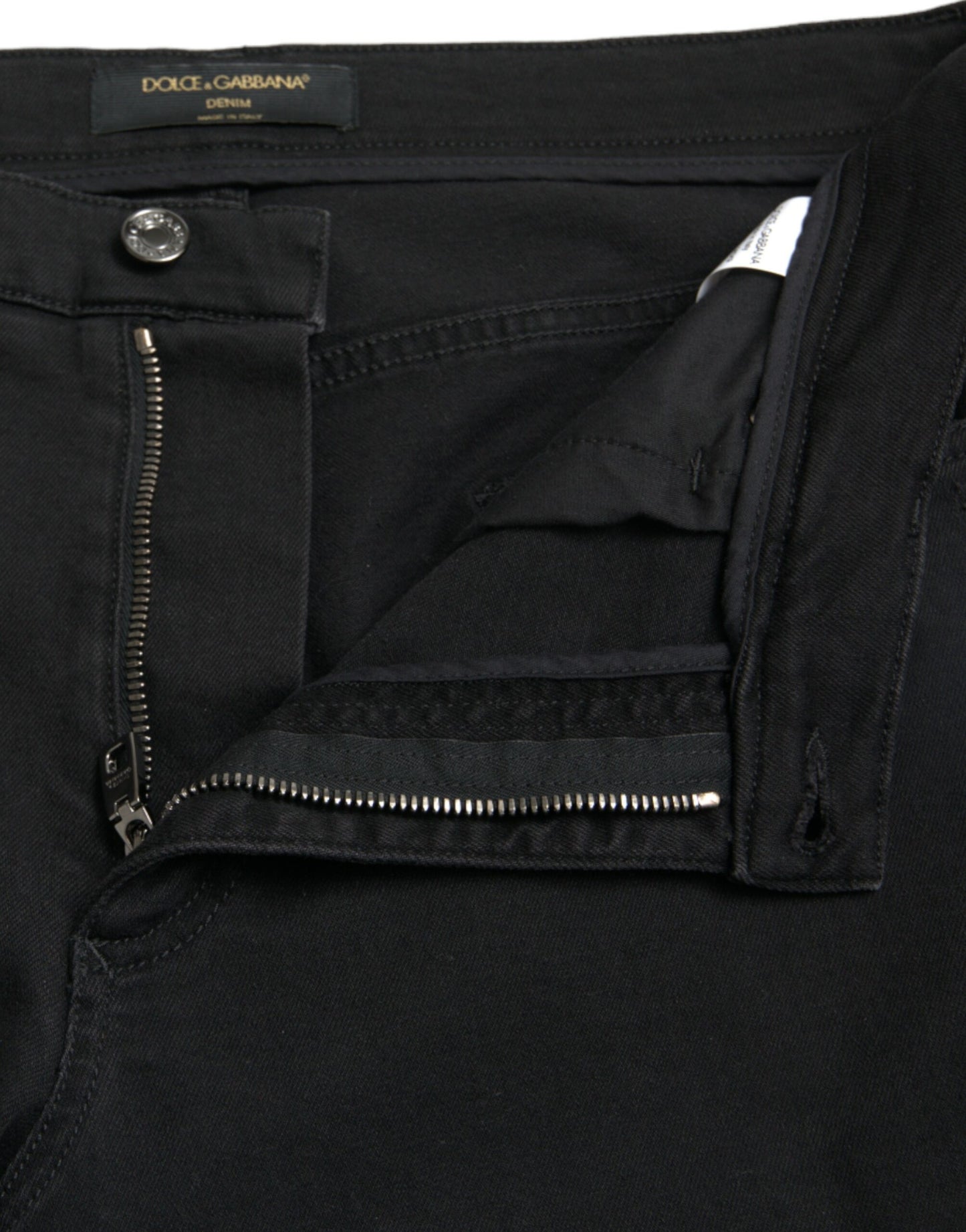 Black Cotton High Waist Tattered Denim Jeans-Dolce & Gabbana-LabelTerrace.com