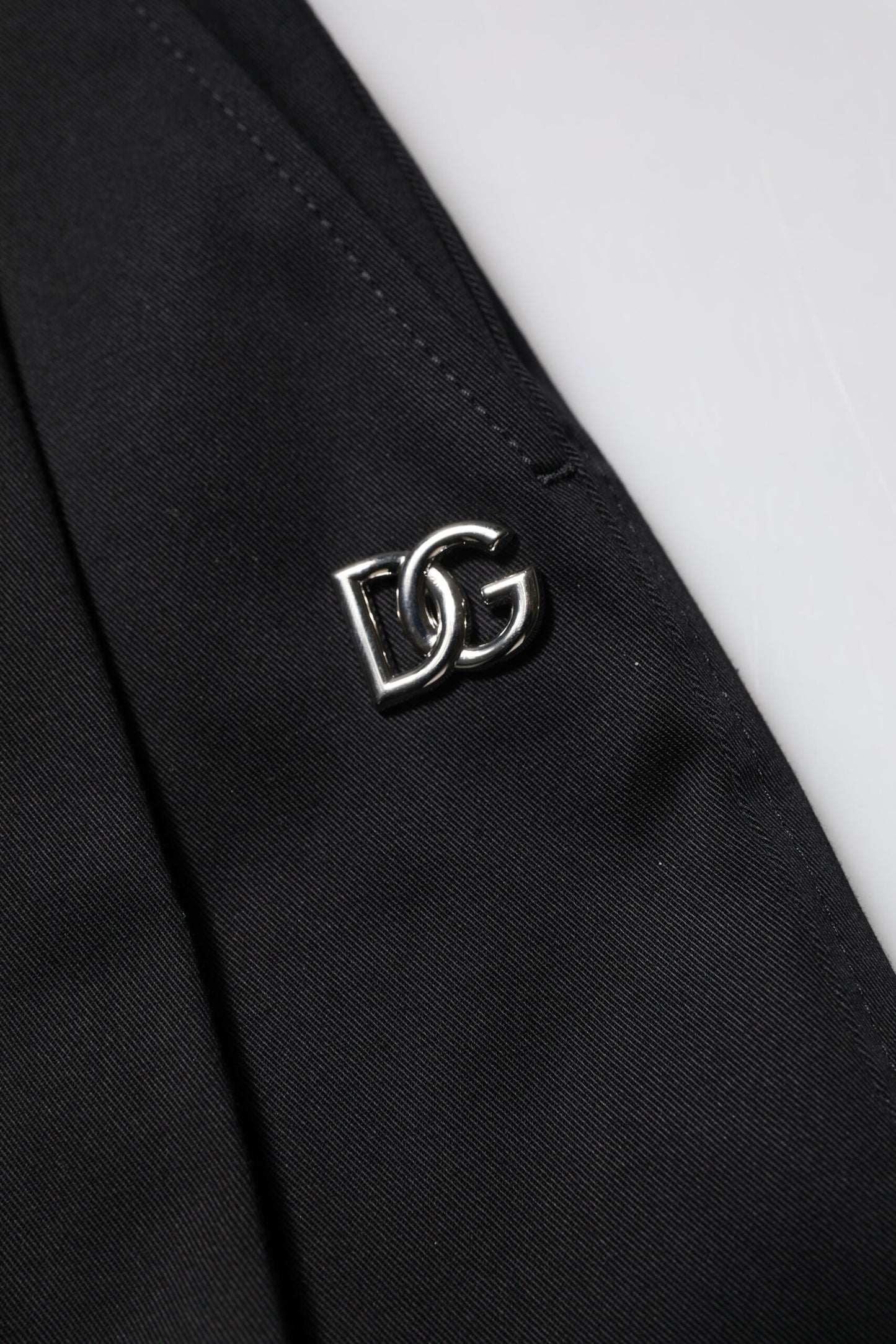 Black Cotton HighWaist Wide Leg Pants-Dolce & Gabbana-LabelTerrace.com