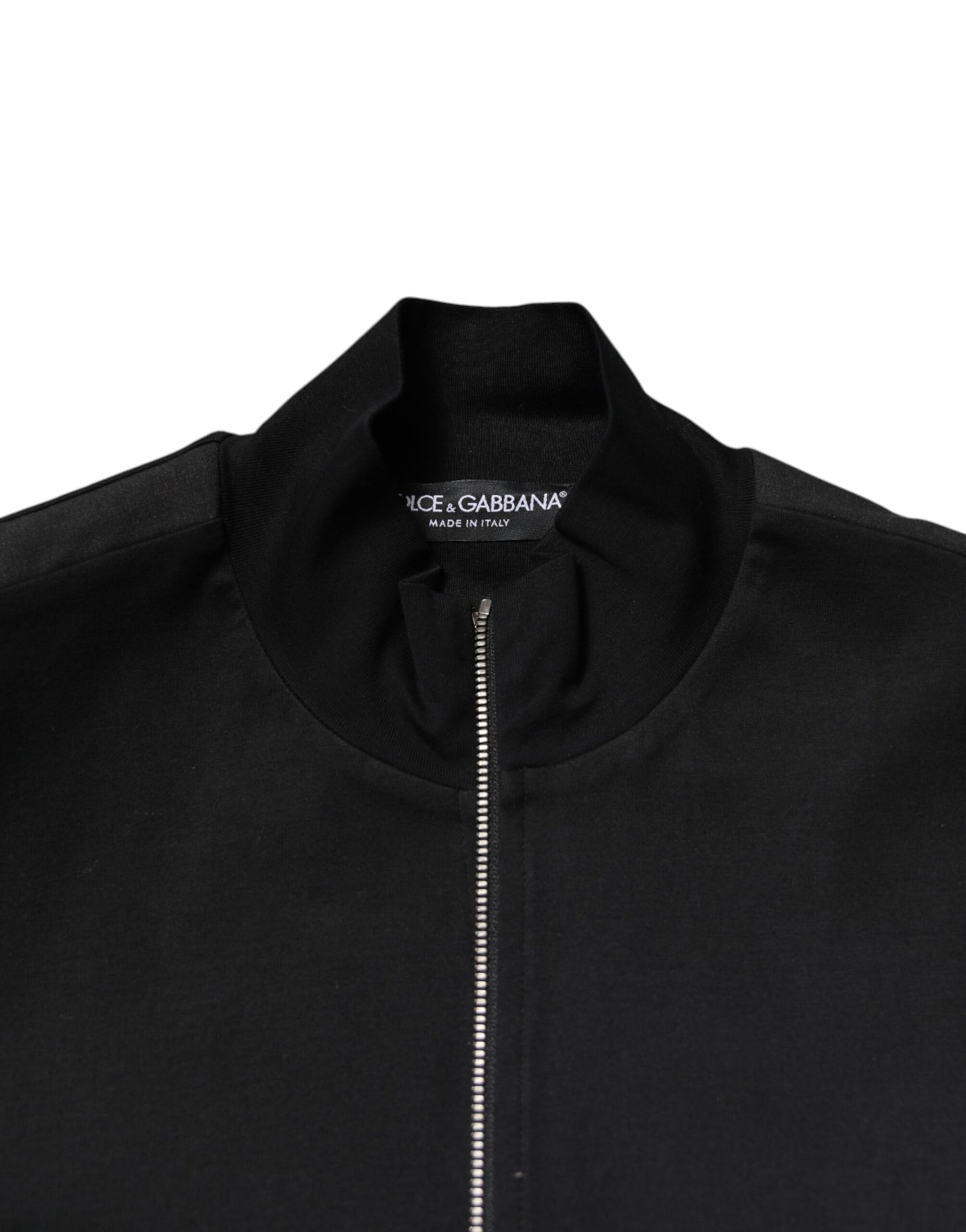 Black Cotton Logo Full Zip Men Bomber Jacket-Dolce & Gabbana-LabelTerrace.com