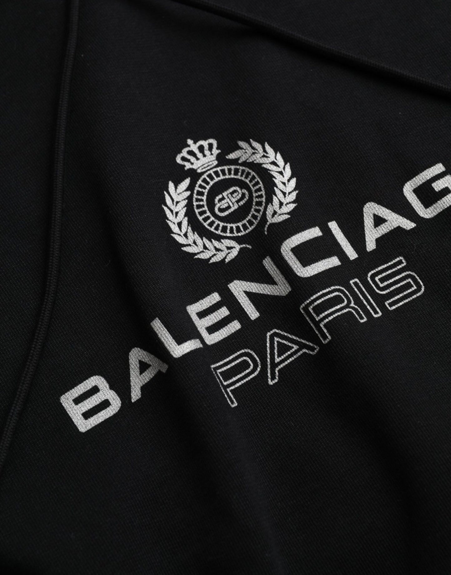 Black Cotton Logo Hooded Pullover Sweatshirt Sweater-Balenciaga-LabelTerrace.com