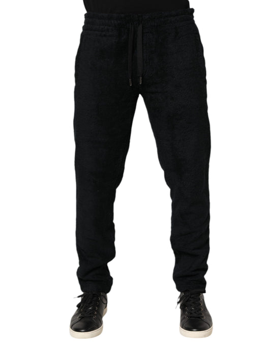 Black Cotton Logo Men Jogger Sweatpants Pants-Dolce & Gabbana-LabelTerrace.com