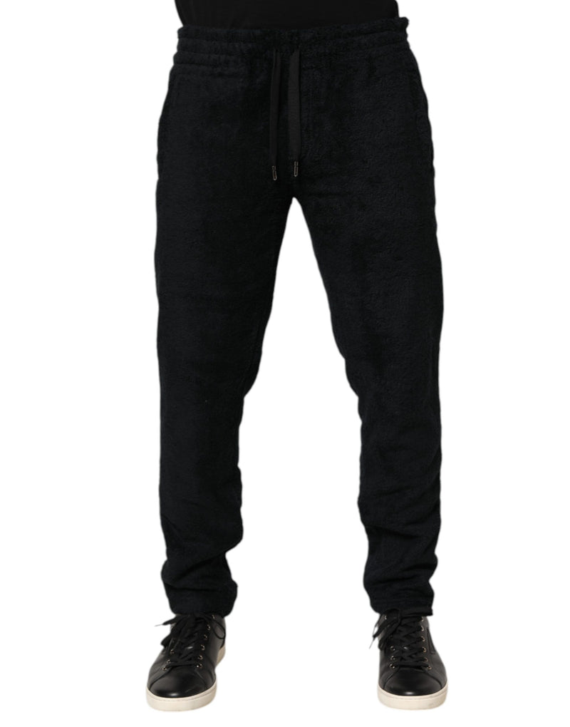 Black Cotton Logo Men Jogger Sweatpants Pants-Dolce & Gabbana-LabelTerrace.com