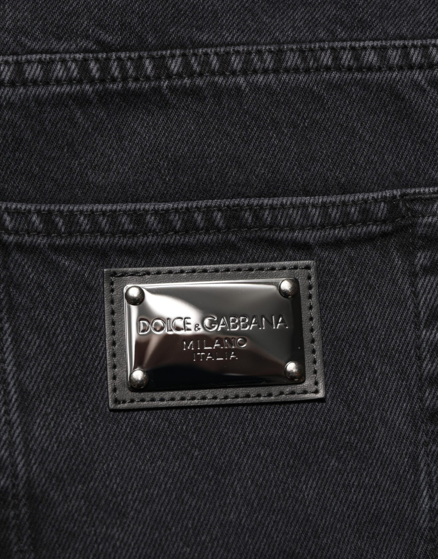 Black Cotton Logo Men Mid Waist Denim Jeans-Dolce & Gabbana-LabelTerrace.com