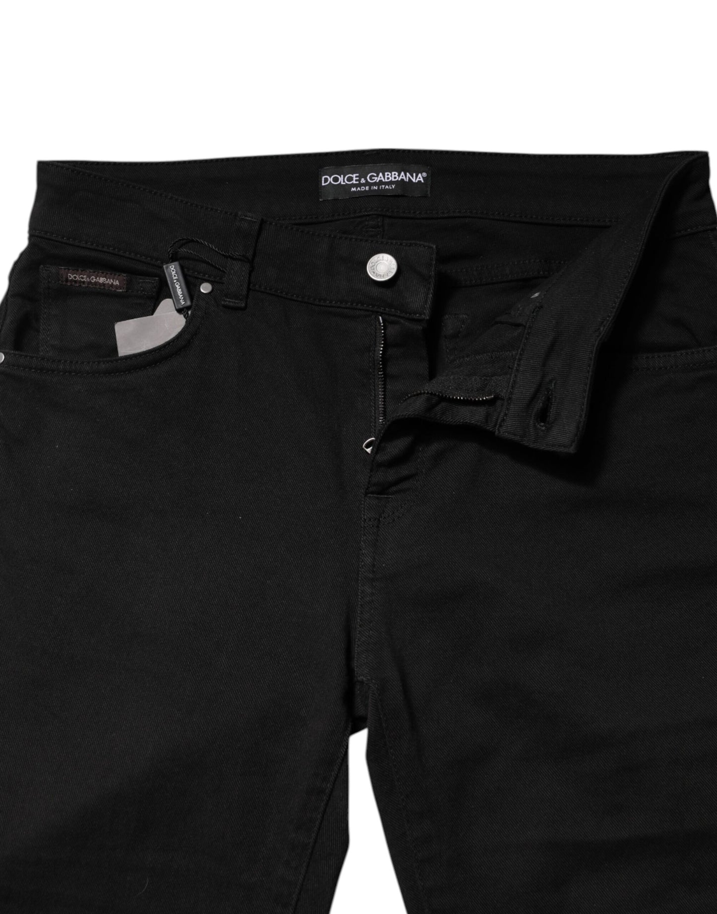 Black Cotton Logo Mid Waist Skinny Denim Jeans-Dolce & Gabbana-LabelTerrace.com