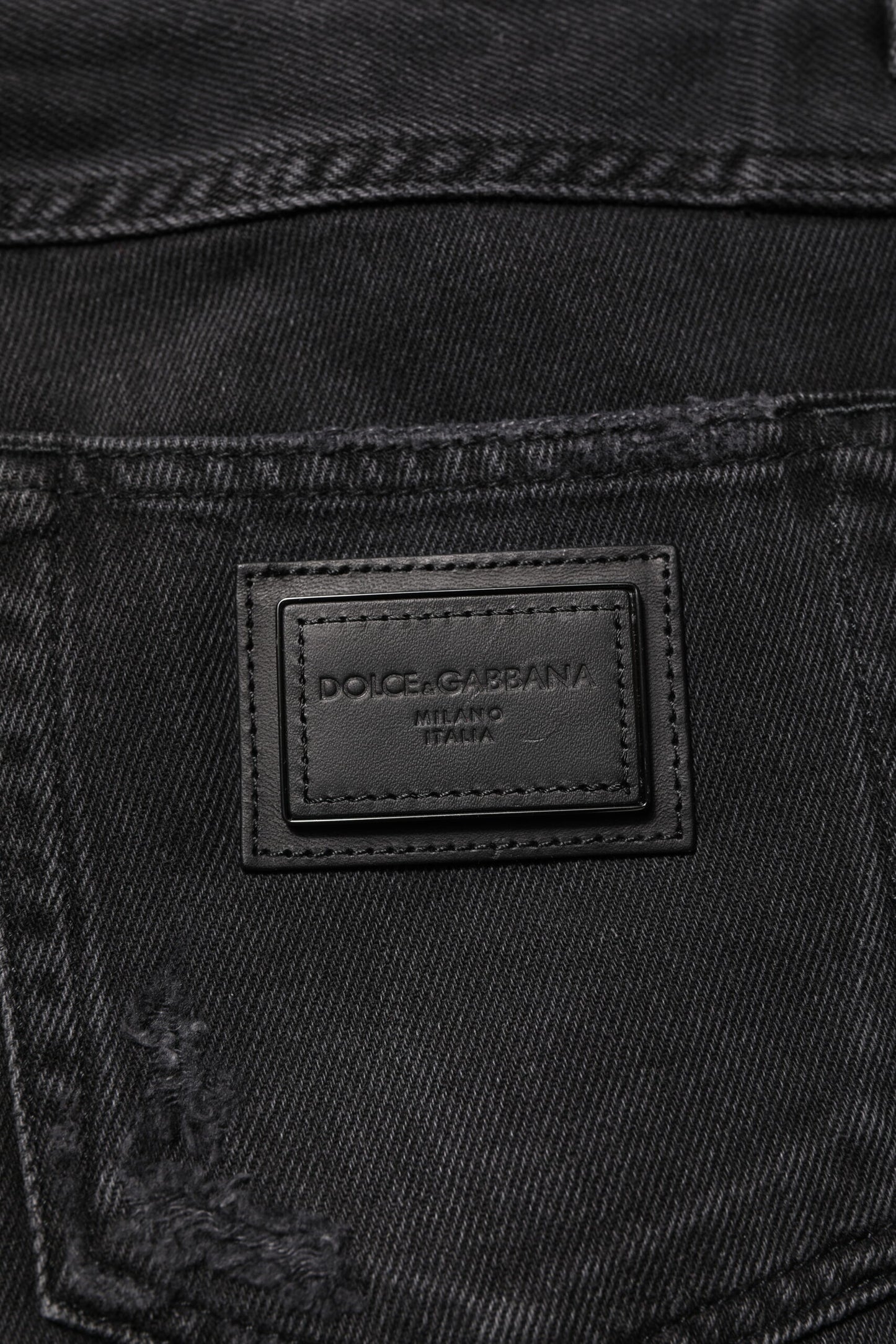 Black Cotton Logo Plaque Skinny Denim Jeans-Dolce & Gabbana-LabelTerrace.com
