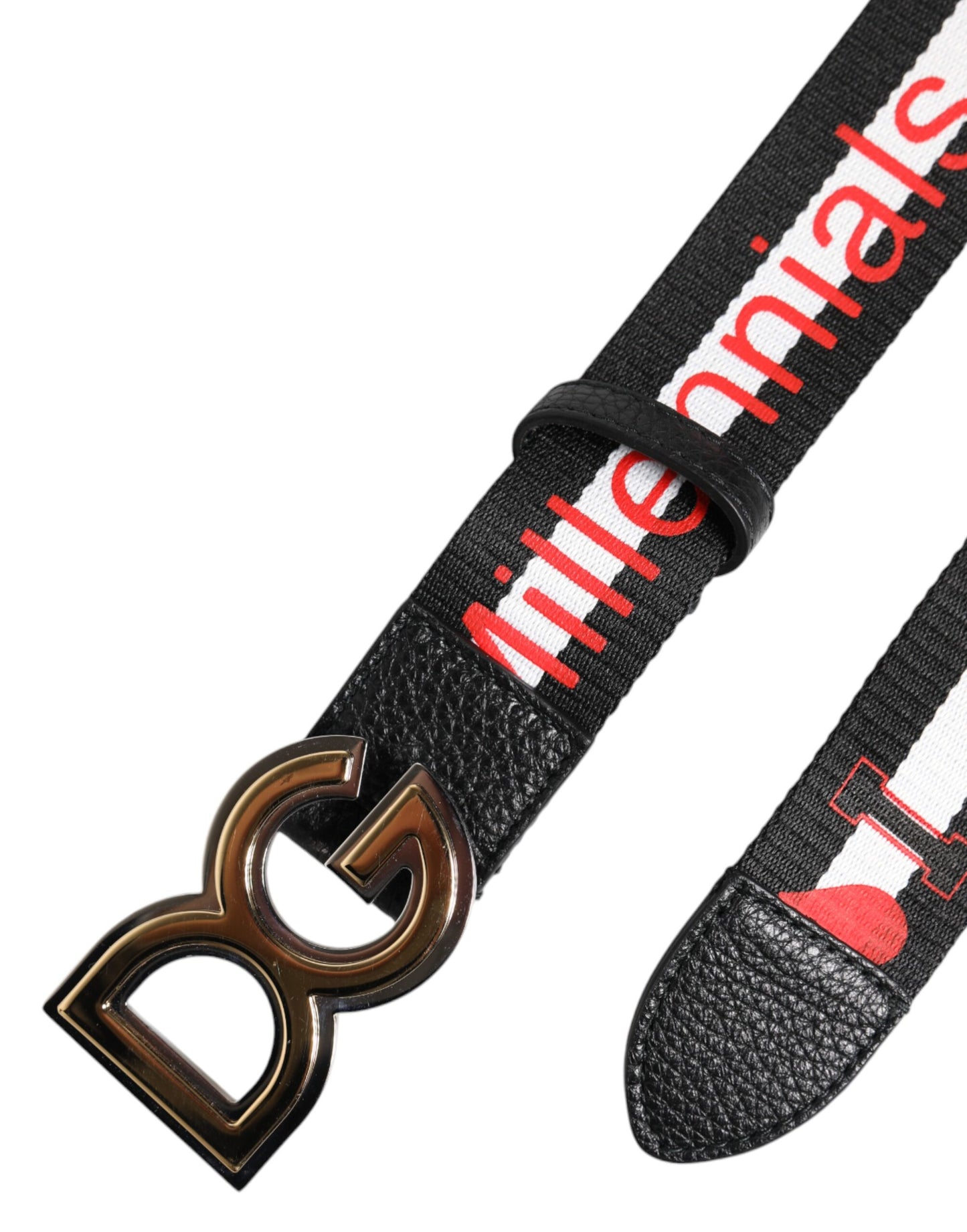 Black Cotton Logo Print DG Buckle Belt-Dolce & Gabbana-LabelTerrace.com