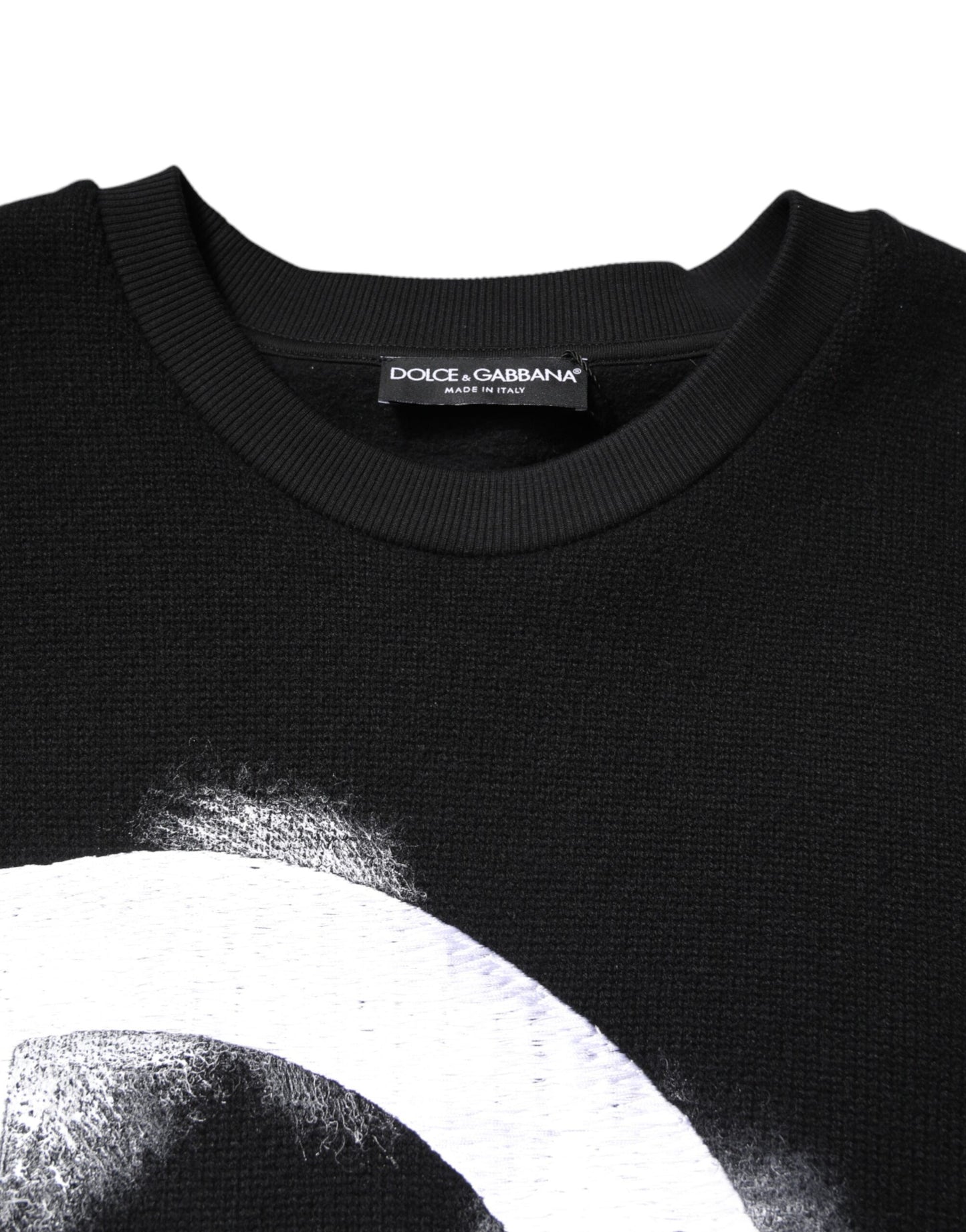 Black Cotton Logo Print Men Pullover Sweater-Dolce & Gabbana-LabelTerrace.com