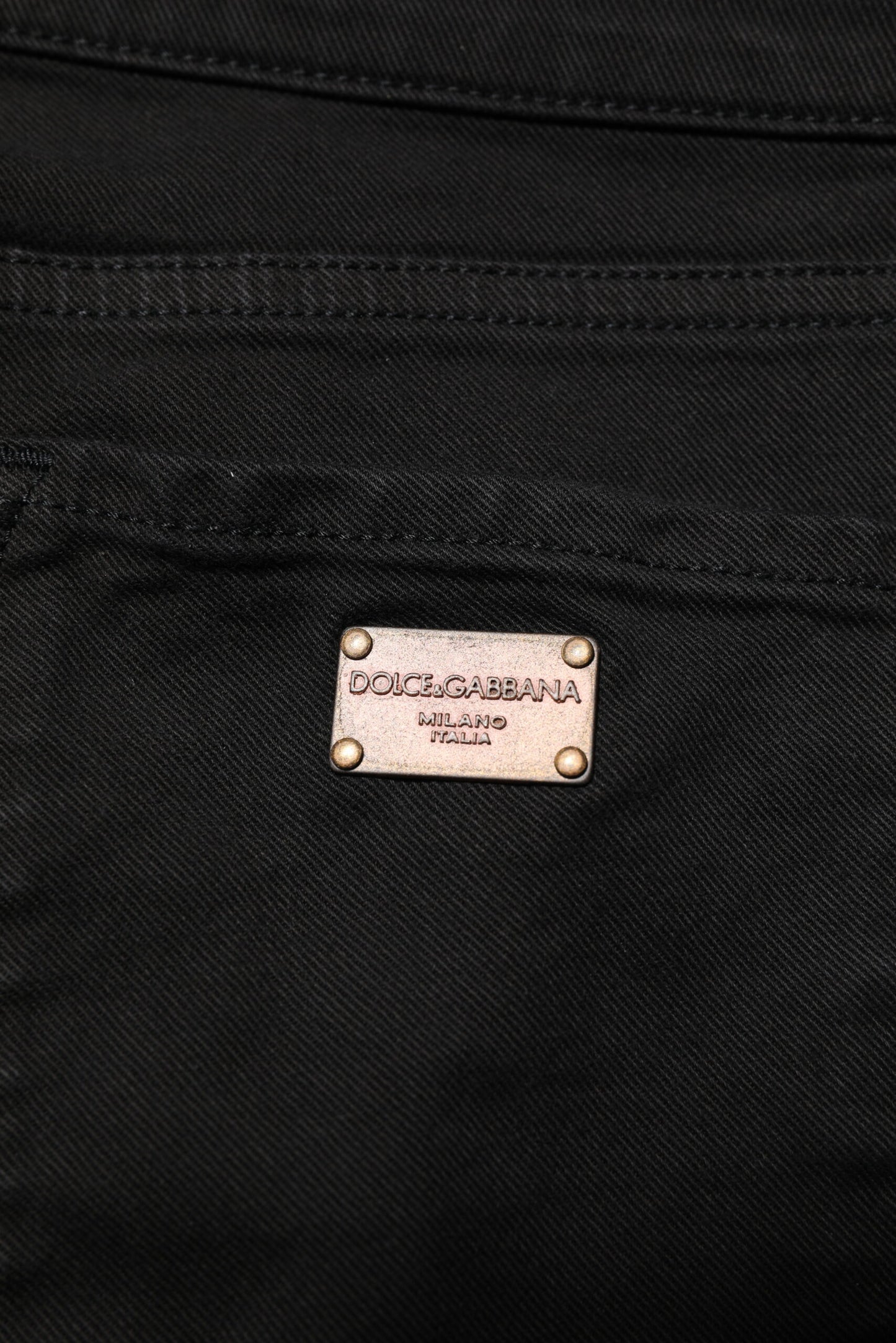Black Cotton Logo Skinny Mid Waist Denim Jeans-Dolce & Gabbana-LabelTerrace.com