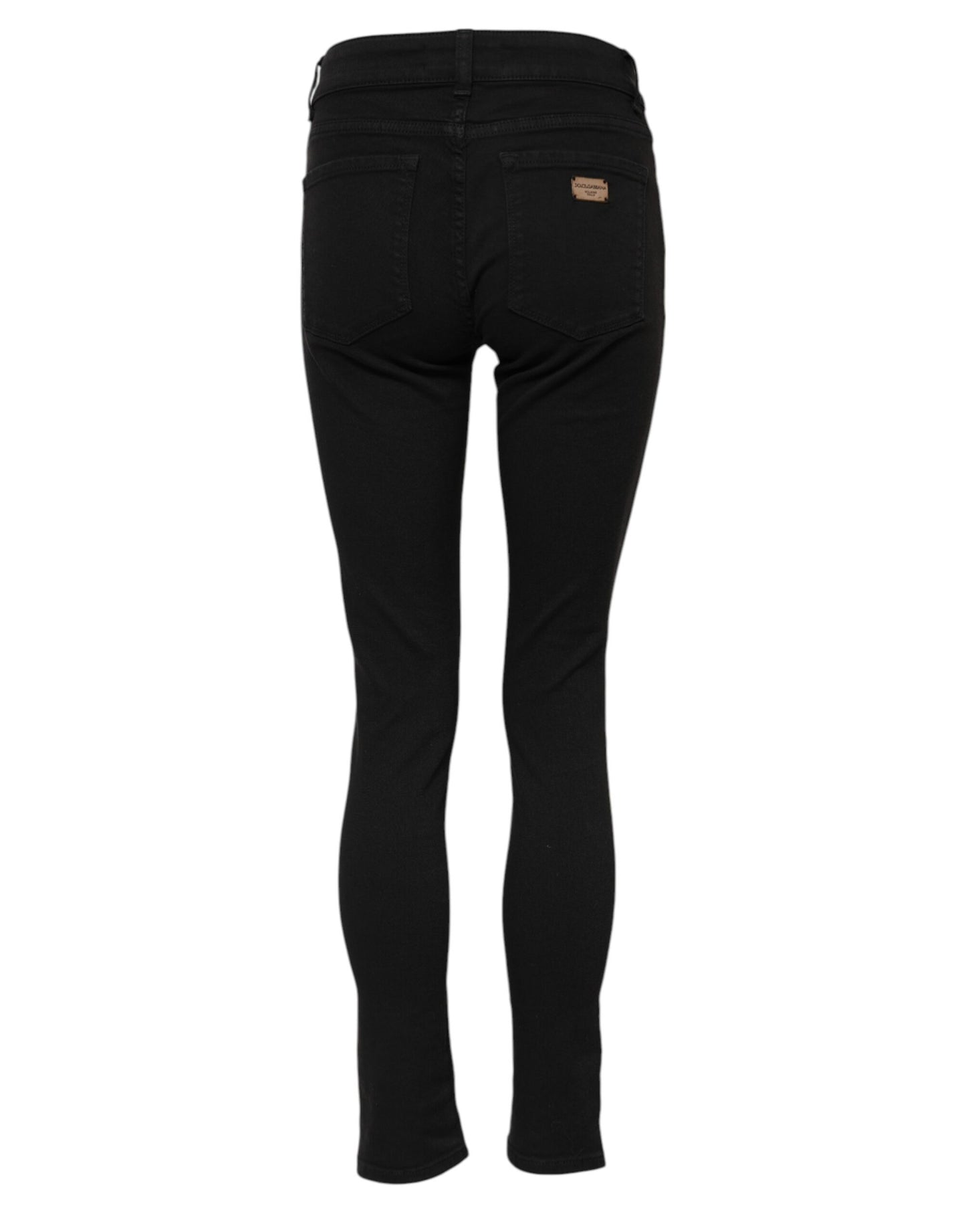Black Cotton Logo Skinny MidWaist Denim Jeans-Dolce & Gabbana-LabelTerrace.com