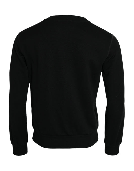 Black Cotton Long Sleeves Sweatshirt Sweater-Dolce & Gabbana-LabelTerrace.com