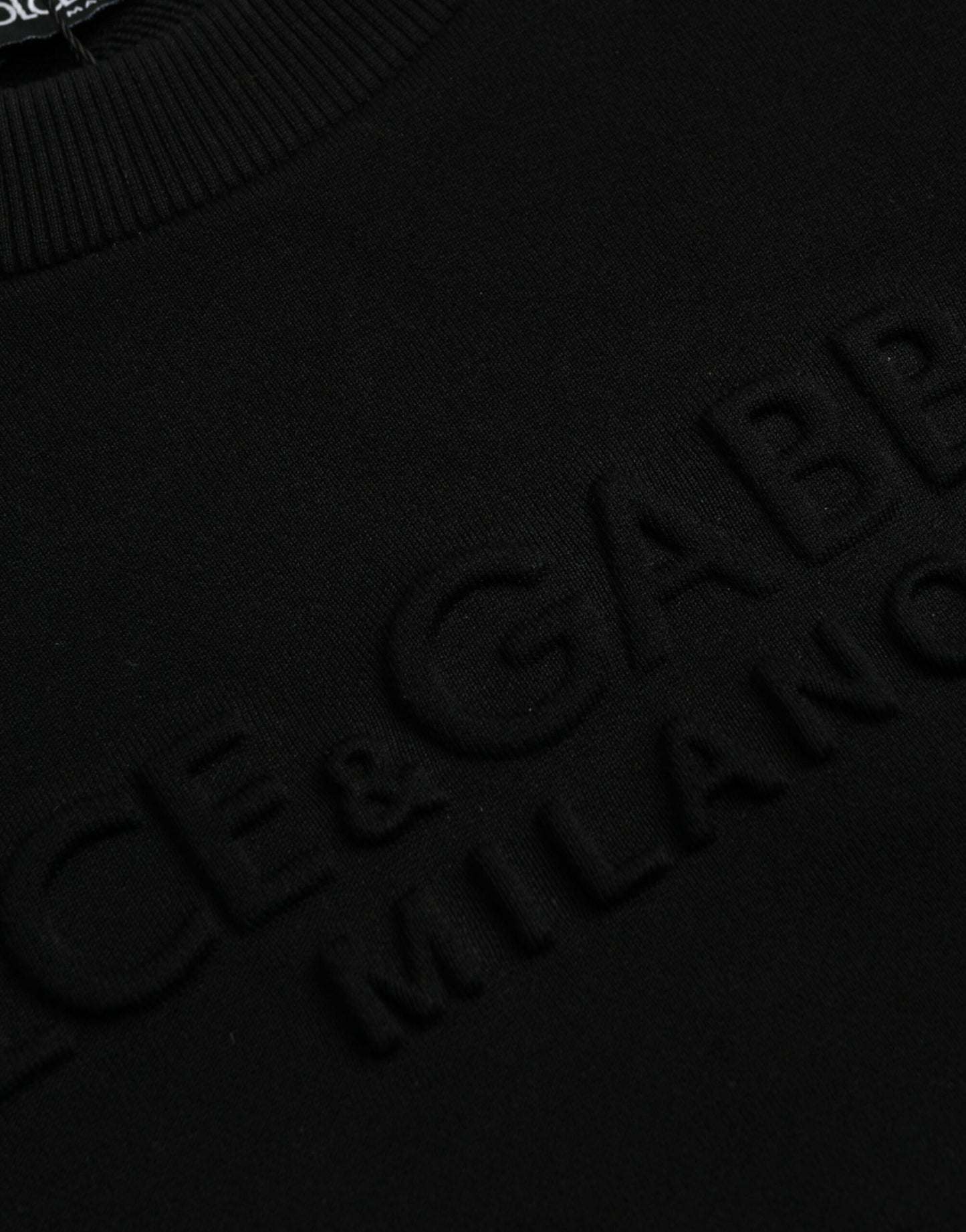 Black Cotton Long Sleeves Sweatshirt Sweater-Dolce & Gabbana-LabelTerrace.com