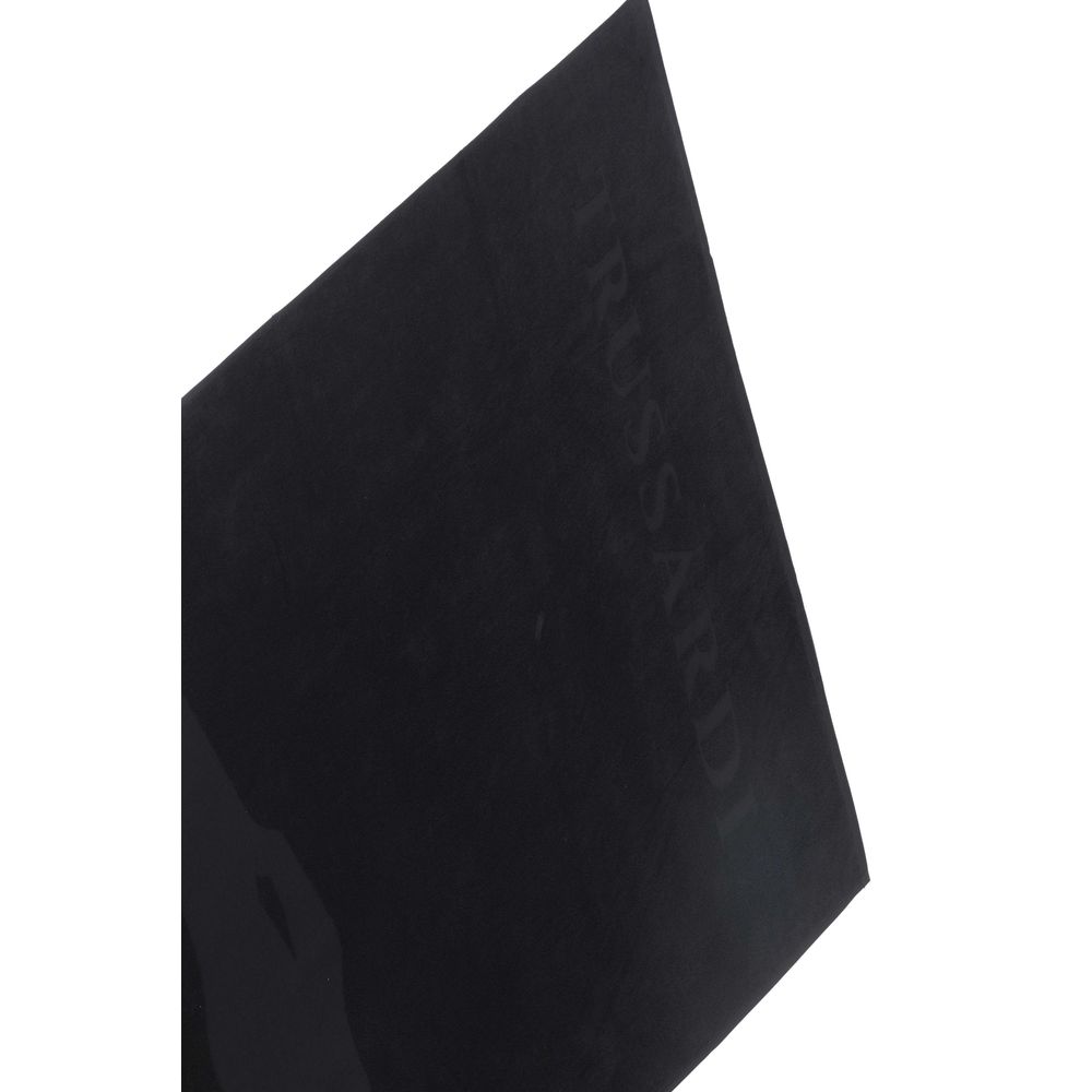 Black Cotton Men Beach Towel-Trussardi Beachwear-LabelTerrace.com