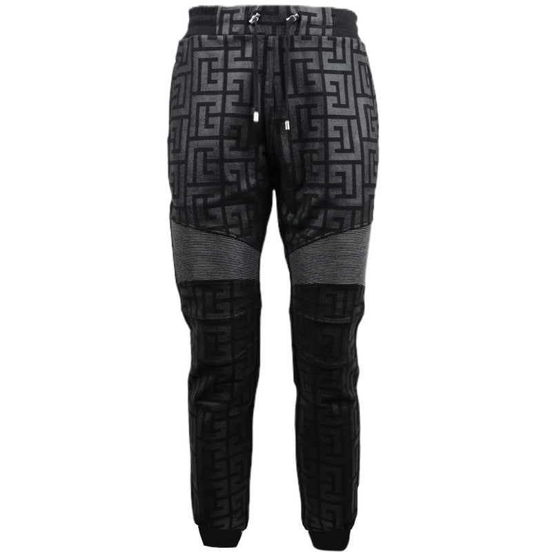 Black Cotton Men Jogging Pant-Balmain-LabelTerrace.com