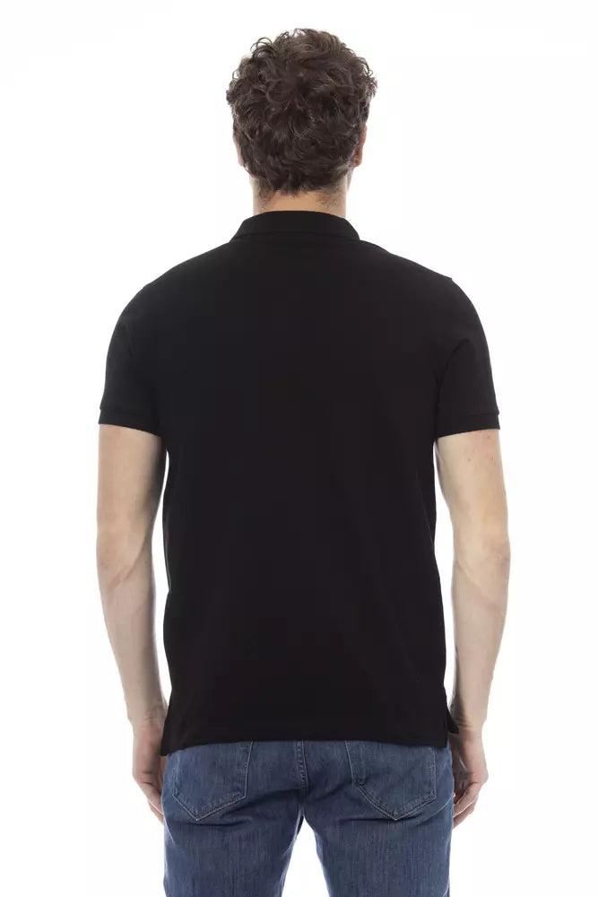 Black Cotton Men Polo-Baldinini Trend-LabelTerrace.com