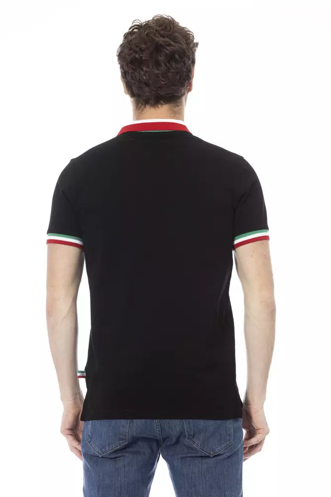 Black Cotton Men Polo Shirt-Baldinini Trend-LabelTerrace.com
