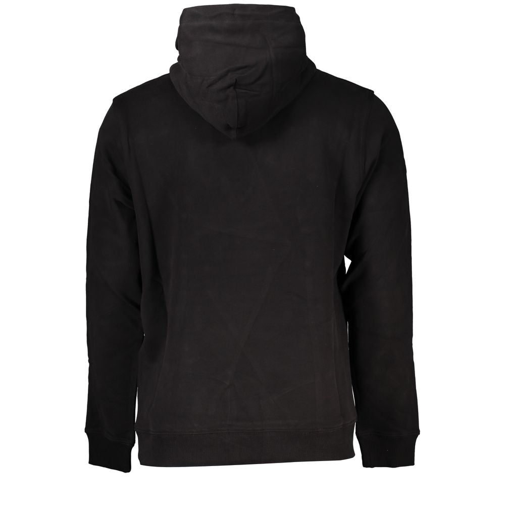 Black Cotton Men Sweater with Hood-Tommy Hilfiger-LabelTerrace.com