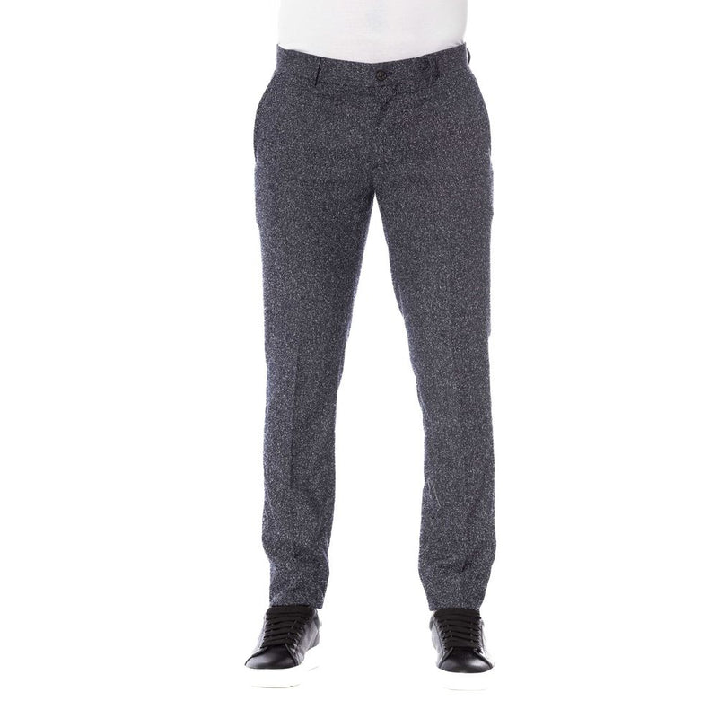 Black Cotton Men Trouser-Trussardi-LabelTerrace.com