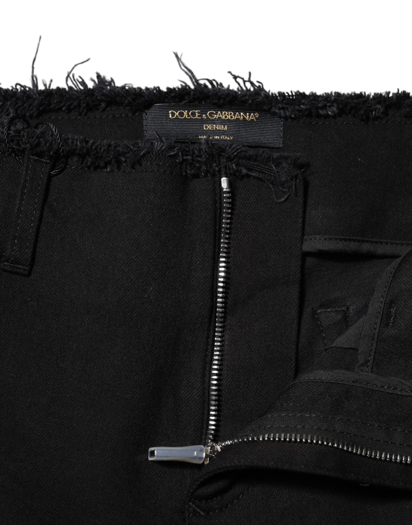 Black Cotton Mid Waist Flared Denim Jeans-Dolce & Gabbana-LabelTerrace.com