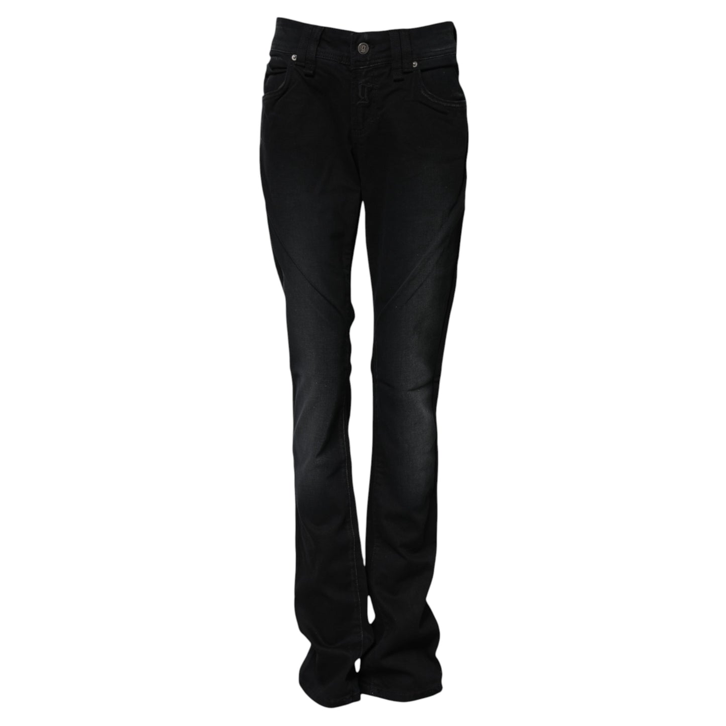 Black Cotton Mid Waist Tapered Denim Jeans-John Galliano-LabelTerrace.com