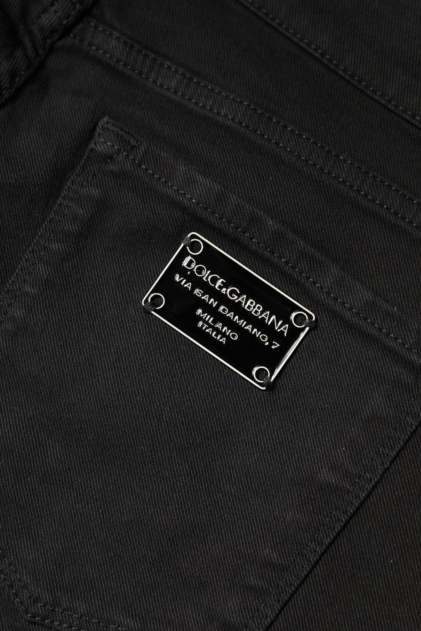 Black Cotton Mid Waisted Skinny Denim Jeans-Dolce & Gabbana-LabelTerrace.com